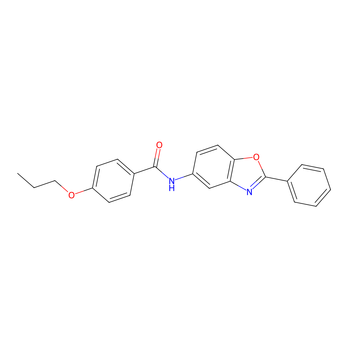 N-(2-phenyl-1,3-benzoxazol-5-yl)-4-propoxybenzamide molecular structure, CAS 312705-39-8