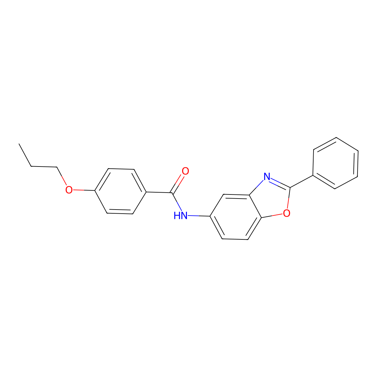 N-(2-phenyl-1,3-benzoxazol-5-yl)-4-propoxybenzamide molecular structure, CAS 312705-39-8