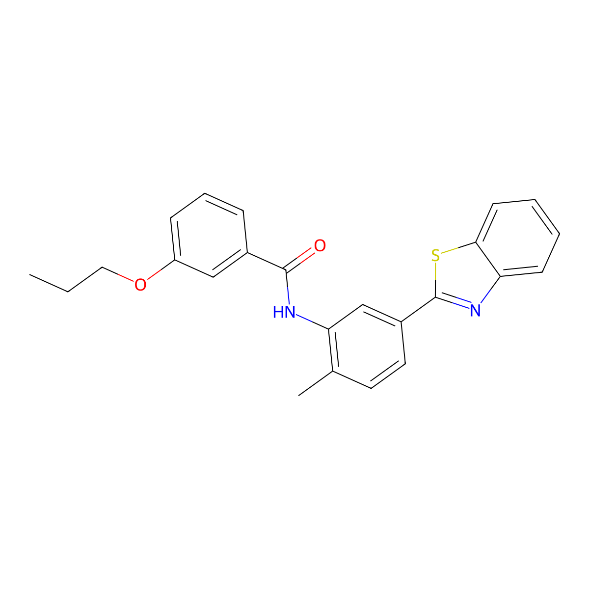 N-[5-(1,3-benzothiazol-2-yl)-2-methylphenyl]-3-propoxybenzamide molecular structure, CAS 312705-93-4