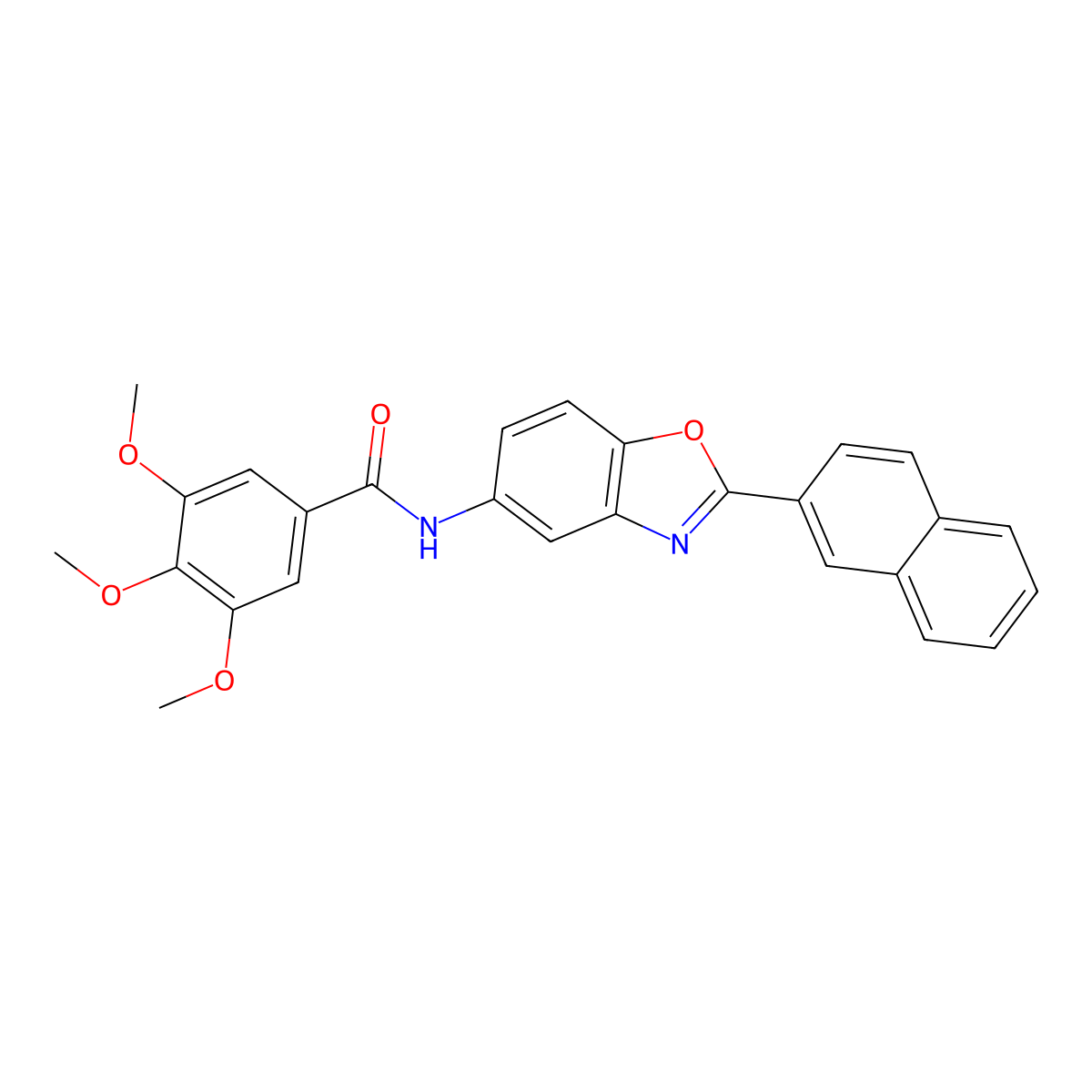 3,4,5-trimethoxy-N-(2-naphthalen-2-yl-1,3-benzoxazol-5-yl)benzamide molecular structure, CAS 312706-27-7