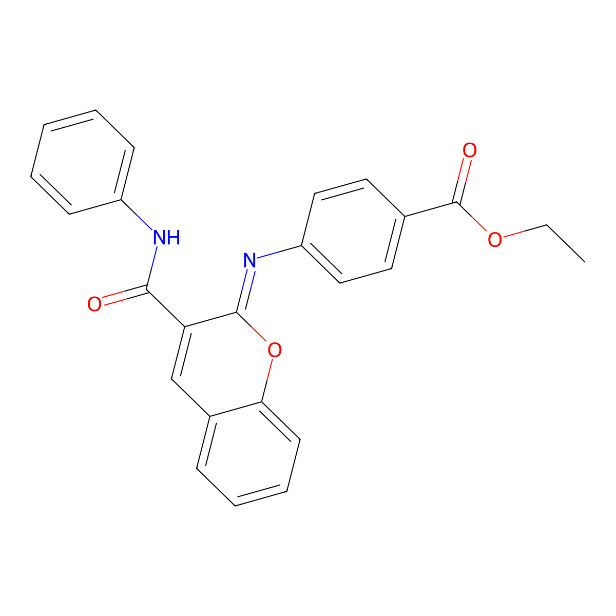 ethyl 4-{[(2Z)-3-(phenylcarbamoyl)-2H-chromen-2-ylidene]amino}benzoate molecular structure, CAS 312706-94-8