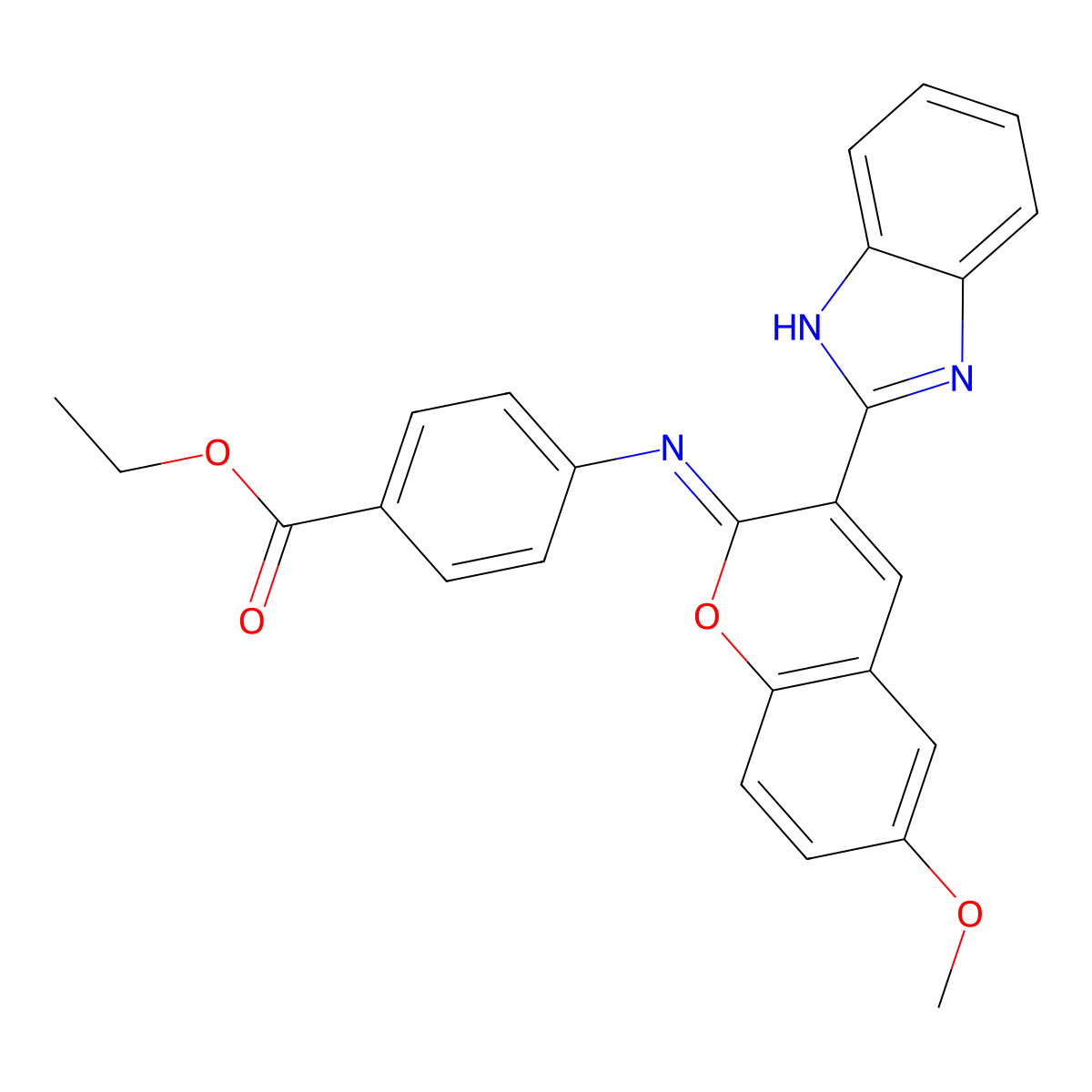 Ethyl 4-{[(2z)-3-(1h-benzimidazol-2-yl)-6-methoxy-2h-chromen-2-ylidene]amino}benzoate molecular structure, CAS 312706-97-1