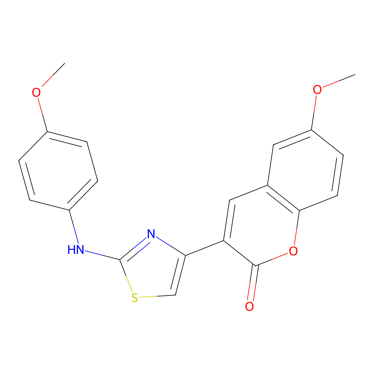 6-methoxy-3-{2-[(4-methoxyphenyl)amino]-1,3-thiazol-4-yl}-2H-chromen-2-one molecular structure, CAS 312707-01-0