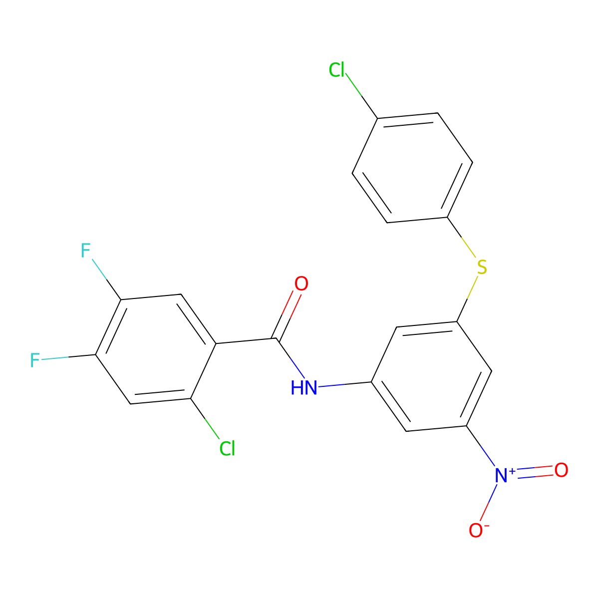 2-chloro-N-{3-[(4-chlorophenyl)sulfanyl]-5-nitrophenyl}-4,5-difluorobenzamide molecular structure, CAS 312707-52-1