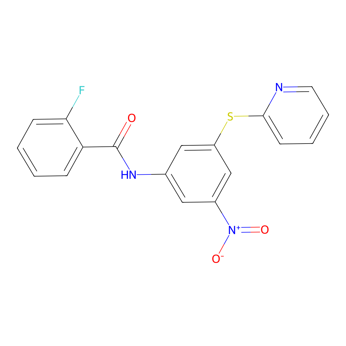 2-fluoro-N-[3-nitro-5-(pyridin-2-ylsulfanyl)phenyl]benzamide molecular structure, CAS 312707-55-4