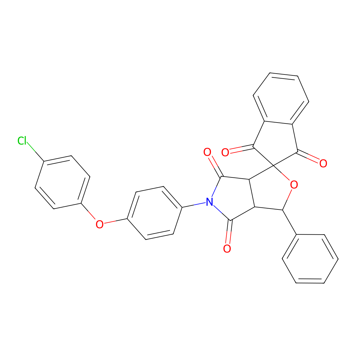 5-[4-(4-chlorophenoxy)phenyl]-3-phenyl-3a,6a-dihydrospiro[furo[3,4-c]pyrrole-1,2'-indene]-1',3',4,6(3H,5H)-tetrone molecular structure, CAS 312713-07-8