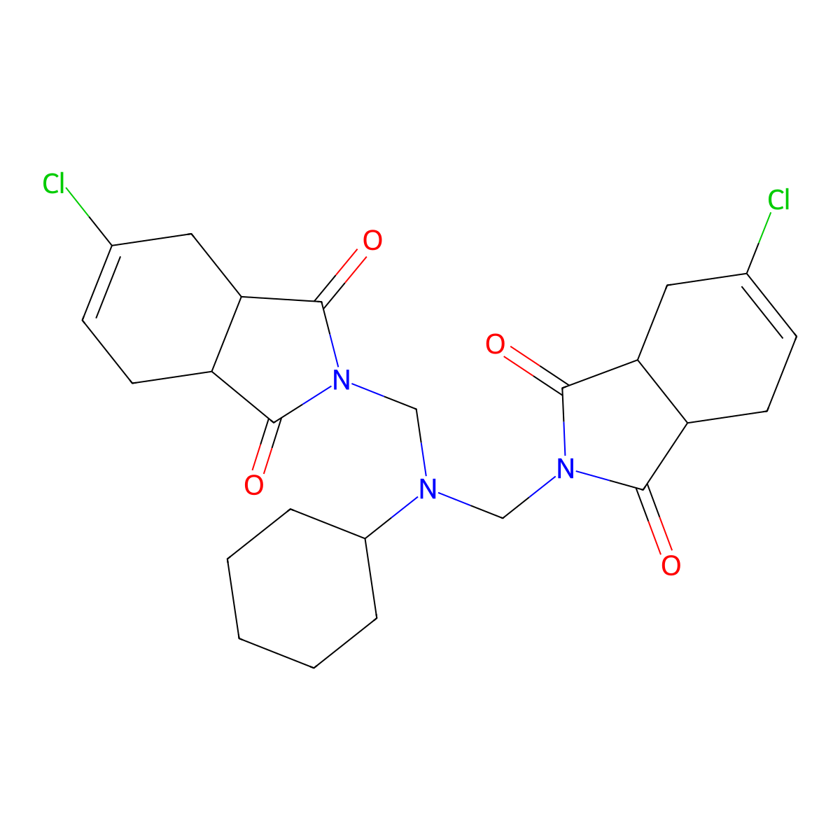 1H-Isoindole-1,3(2H)-dione, 2,2'-((cyclohexylimino)bis(methylene))bis(5-chloro-3a,4,7,7a-tetrahydro- molecular structure, CAS 312713-12-5