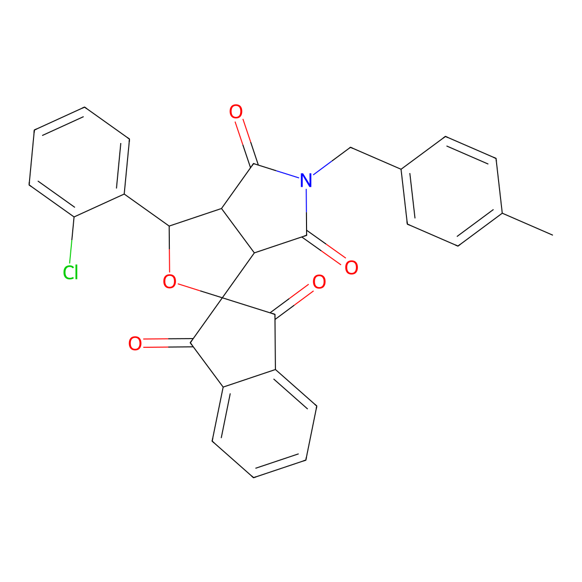 3-(2-chlorophenyl)-5-(4-methylbenzyl)-3a,6a-dihydrospiro[furo[3,4-c]pyrrole-1,2'-indene]-1',3',4,6(3H,5H)-tetrone molecular structure, CAS 312713-15-8