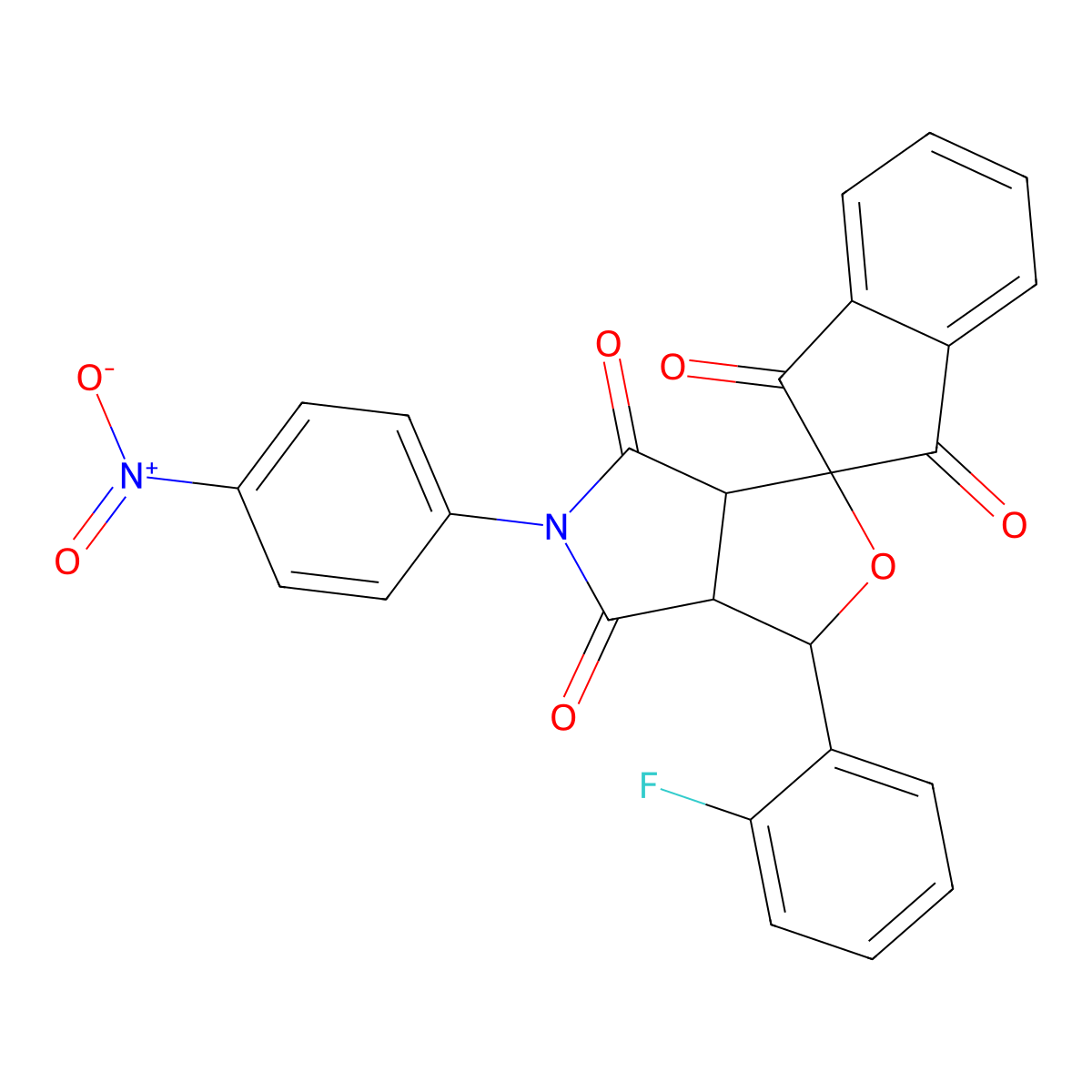 3-(2-fluorophenyl)-5-(4-nitrophenyl)-3a,6a-dihydrospiro[furo[3,4-c]pyrrole-1,2'-indene]-1',3',4,6(3H,5H)-tetrone molecular structure, CAS 312713-20-5