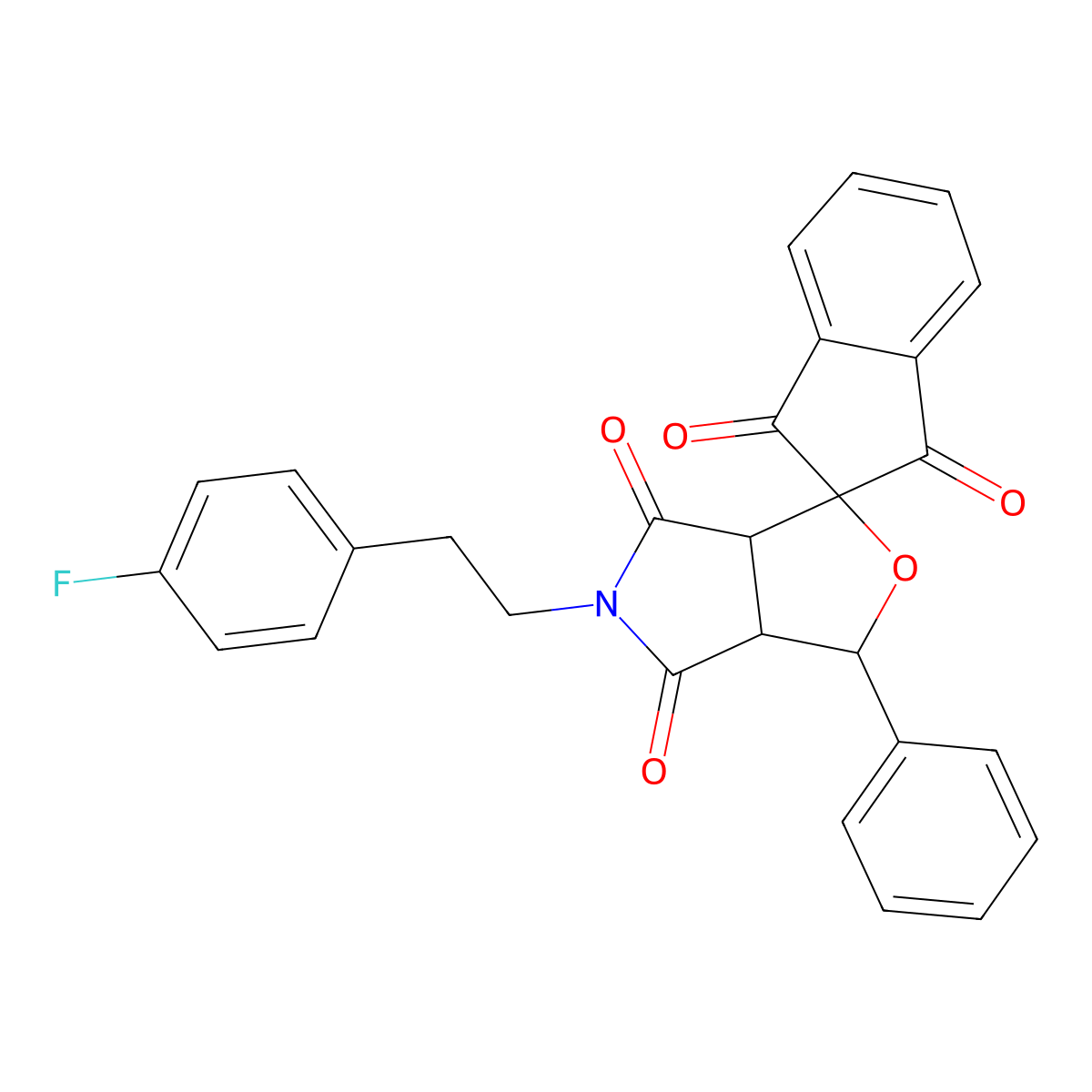 5-[2-(4-fluorophenyl)ethyl]-1-phenylspiro[3a,6a-dihydro-1H-furo[3,4-c]pyrrole-3,2'-indene]-1',3',4,6-tetrone molecular structure, CAS 312713-28-3