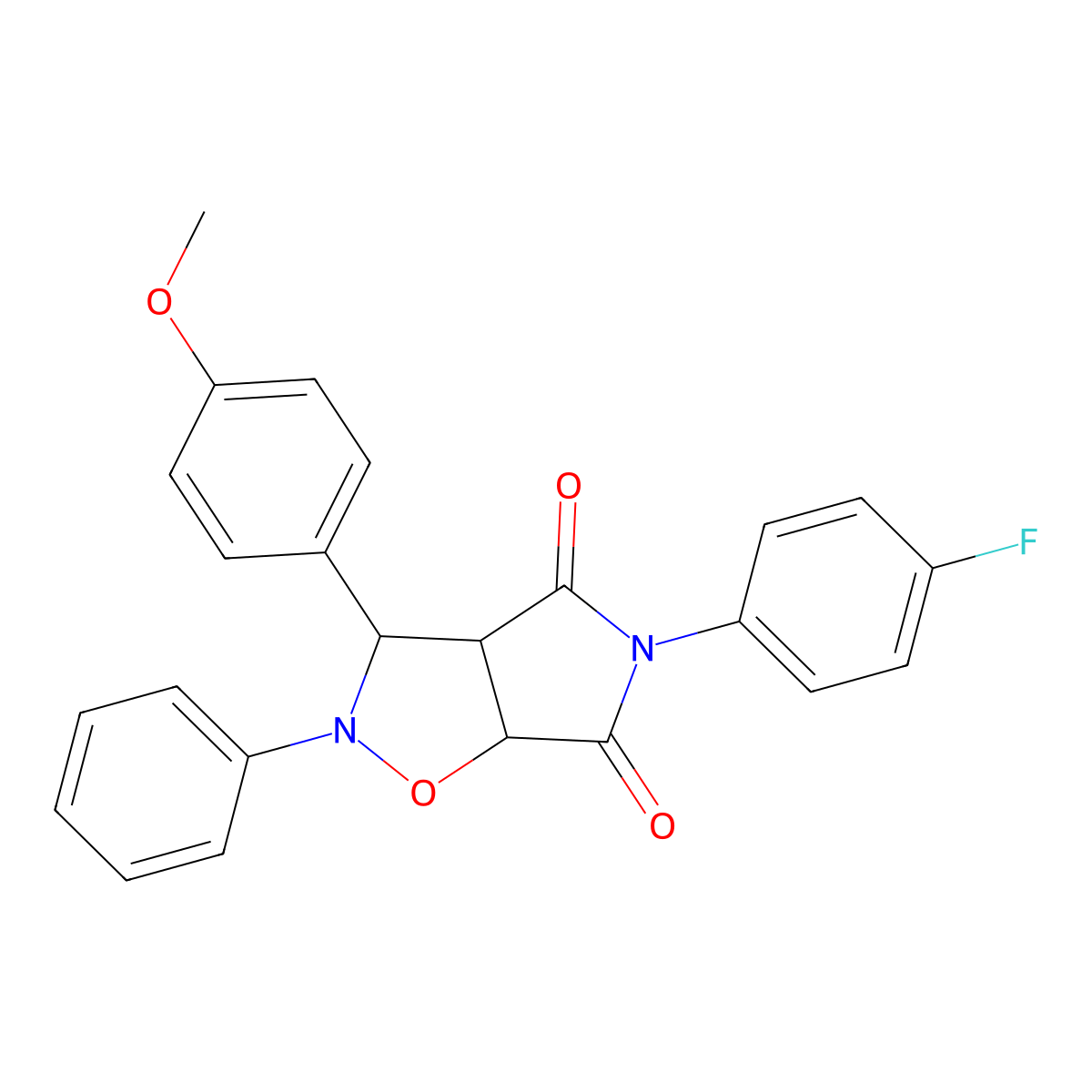 5-(4-fluorophenyl)-3-(4-methoxyphenyl)-2-phenyldihydro-2H-pyrrolo[3,4-d]isoxazole-4,6(3H,5H)-dione molecular structure, CAS 312713-64-7