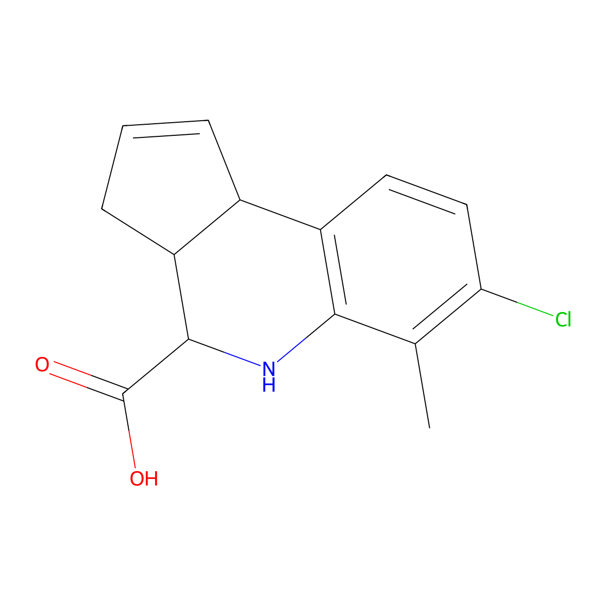 7-chloro-6-methyl-3a,4,5,9b-tetrahydro-3H-cyclopenta[c]quinoline-4-carboxylic acid molecular structure, CAS 312713-96-5