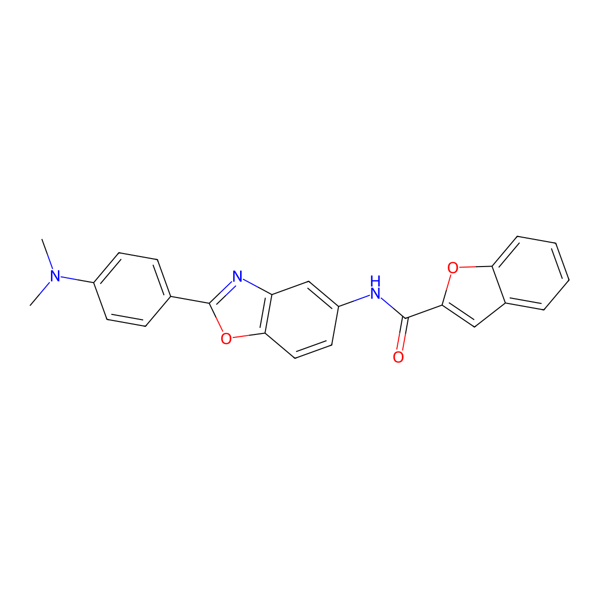N-{2-[4-(dimethylamino)phenyl]-1,3-benzoxazol-5-yl}-1-benzofuran-2-carboxamide molecular structure, CAS 312716-66-8