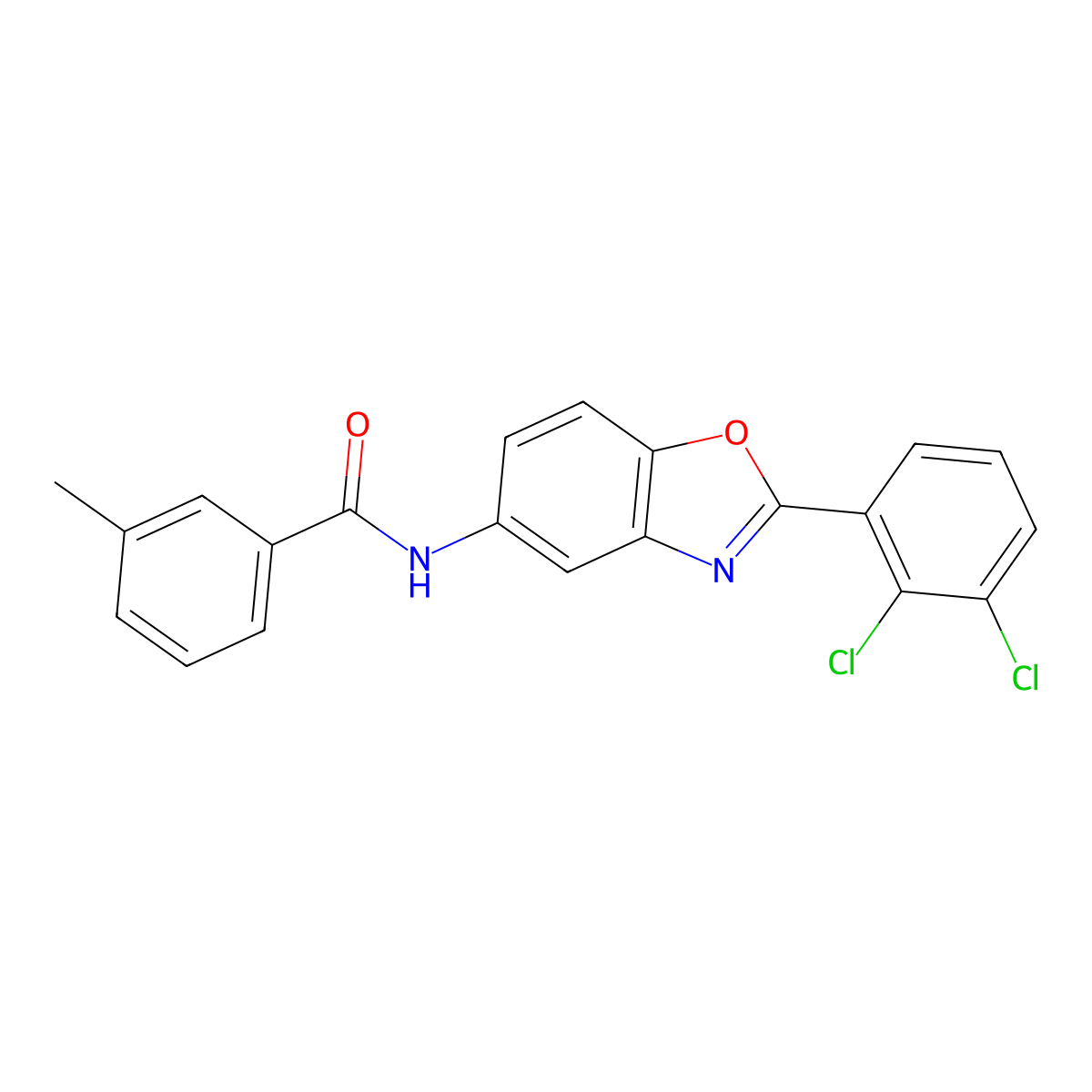 N-[2-(2,3-dichlorophenyl)-1,3-benzoxazol-5-yl]-3-methylbenzamide molecular structure, CAS 312716-85-1