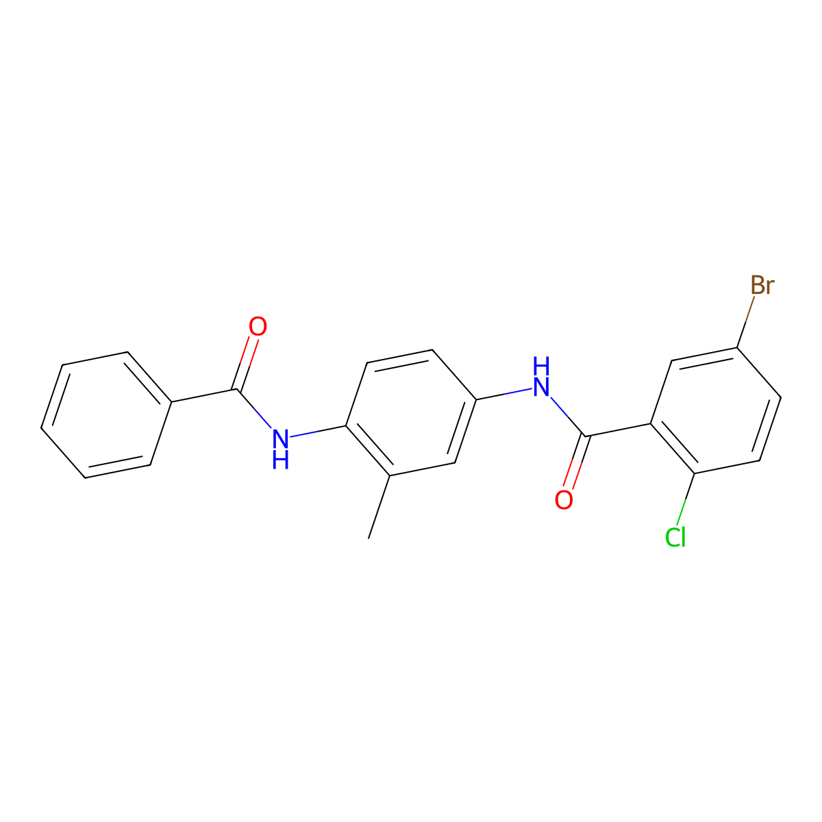 N-(4-benzamido-3-methylphenyl)-5-bromo-2-chlorobenzamide molecular structure, CAS 312717-10-5
