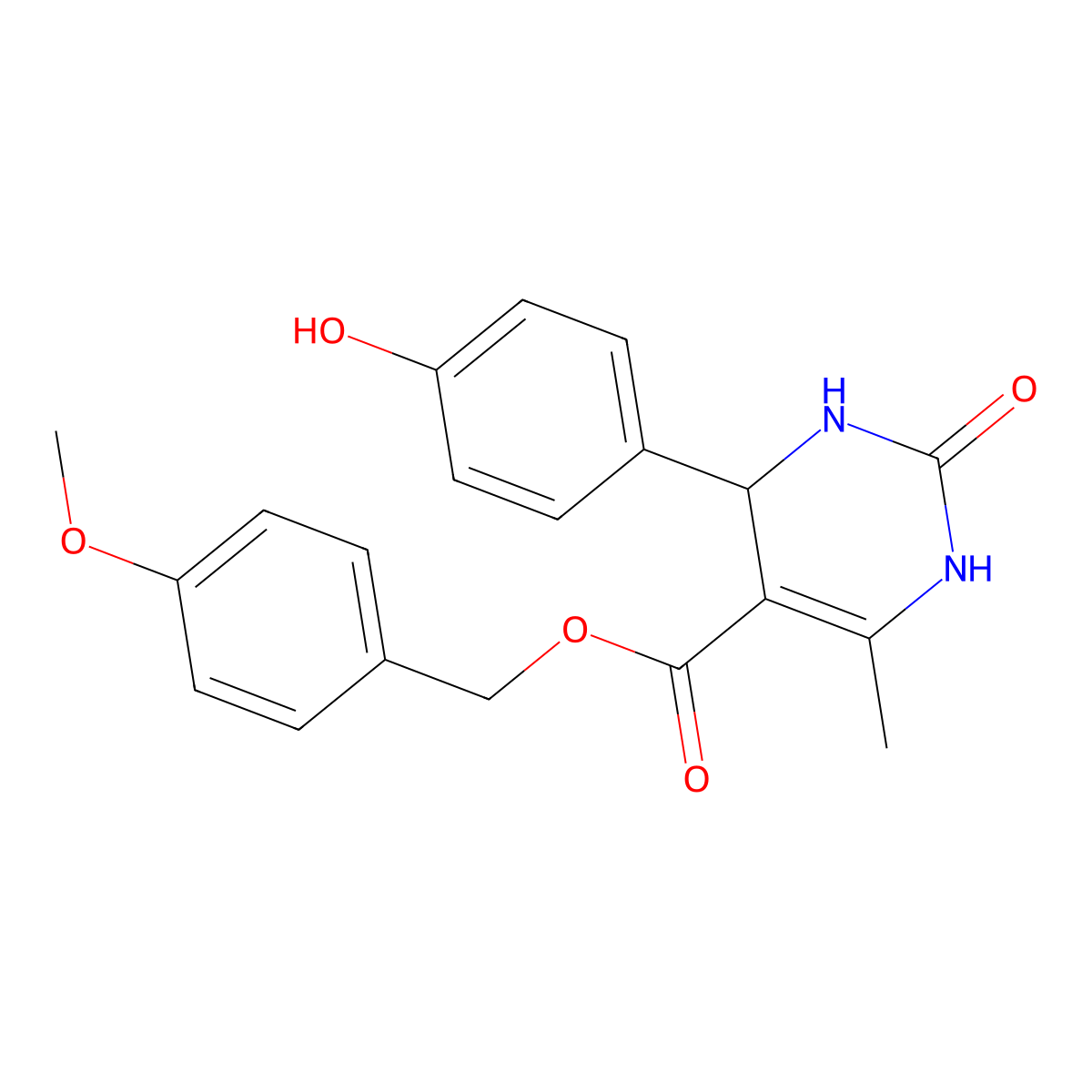 4-Methoxybenzyl 4-(4-hydroxyphenyl)-6-methyl-2-oxo-1,2,3,4-tetrahydro-5-pyrimidinecarboxylate molecular structure, CAS 312718-79-9