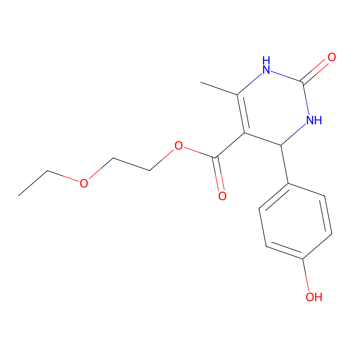 2-Ethoxyethyl 4-(4-hydroxyphenyl)-6-methyl-2-oxo-1,2,3,4-tetrahydropyrimidine-5-carboxylate molecular structure, CAS 312718-87-9