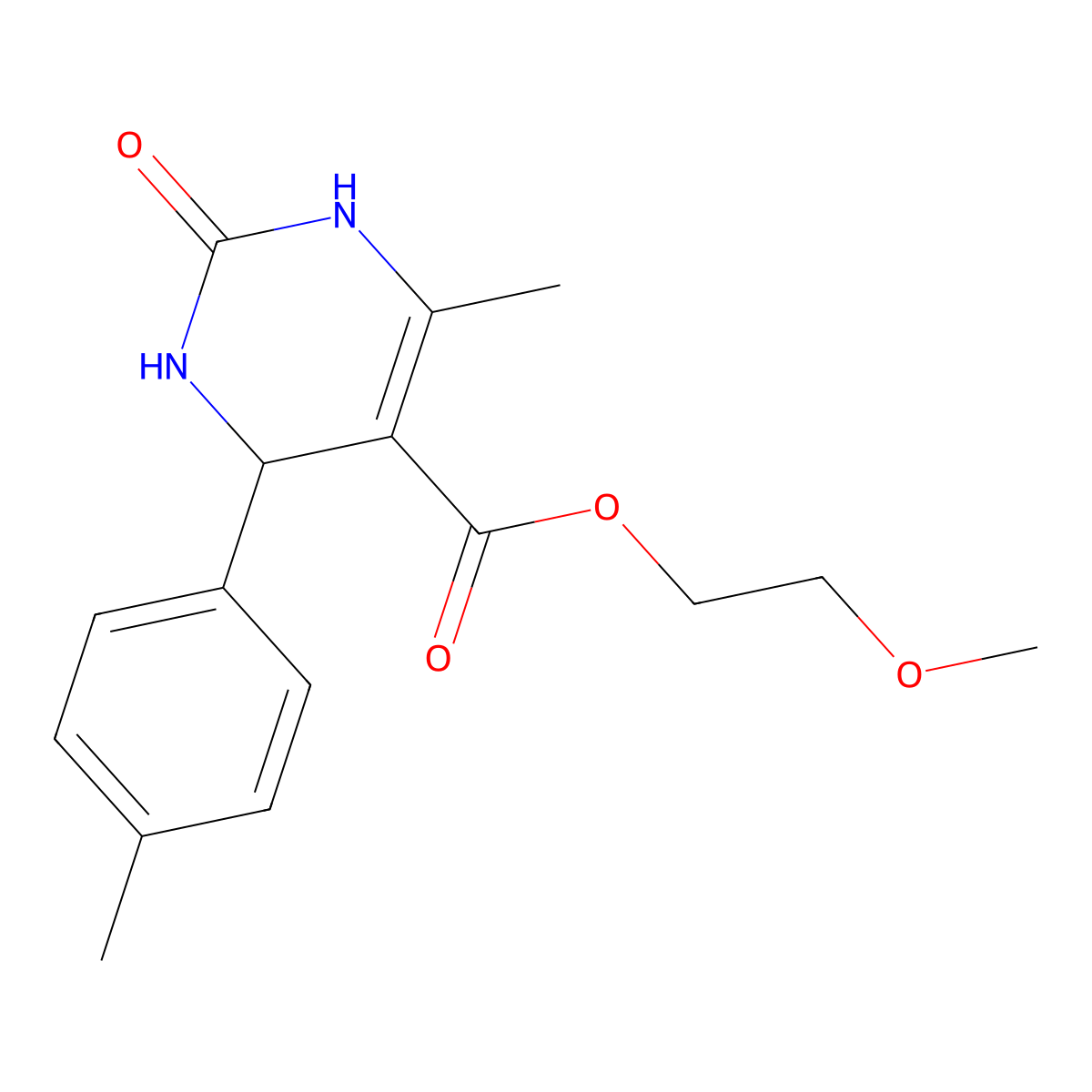 2-Methoxyethyl 6-methyl-2-oxo-4-(p-tolyl)-1,2,3,4-tetrahydropyrimidine-5-carboxylate molecular structure, CAS 312718-91-5