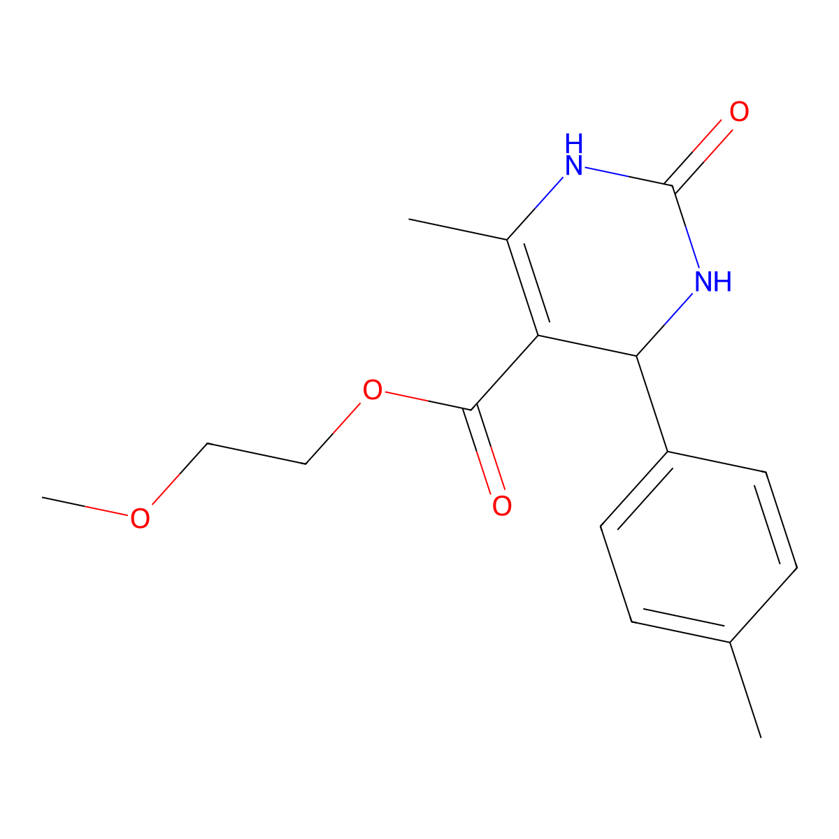 2-Methoxyethyl 6-methyl-2-oxo-4-(p-tolyl)-1,2,3,4-tetrahydropyrimidine-5-carboxylate molecular structure, CAS 312718-91-5