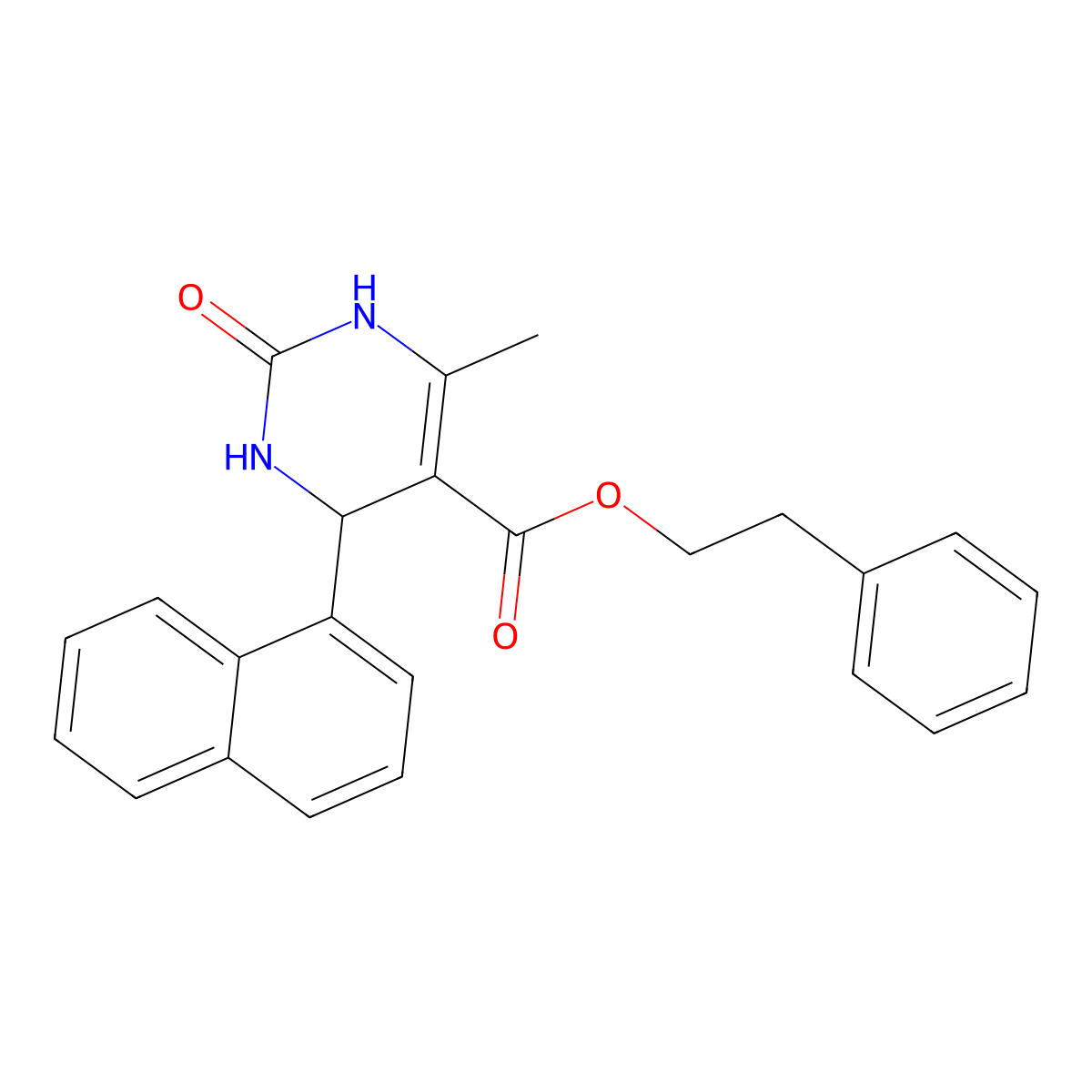 2-Phenylethyl 6-methyl-4-(1-naphthyl)-2-oxo-1,2,3,4-tetrahydro-5-pyrimidinecarboxylate molecular structure, CAS 312718-97-1