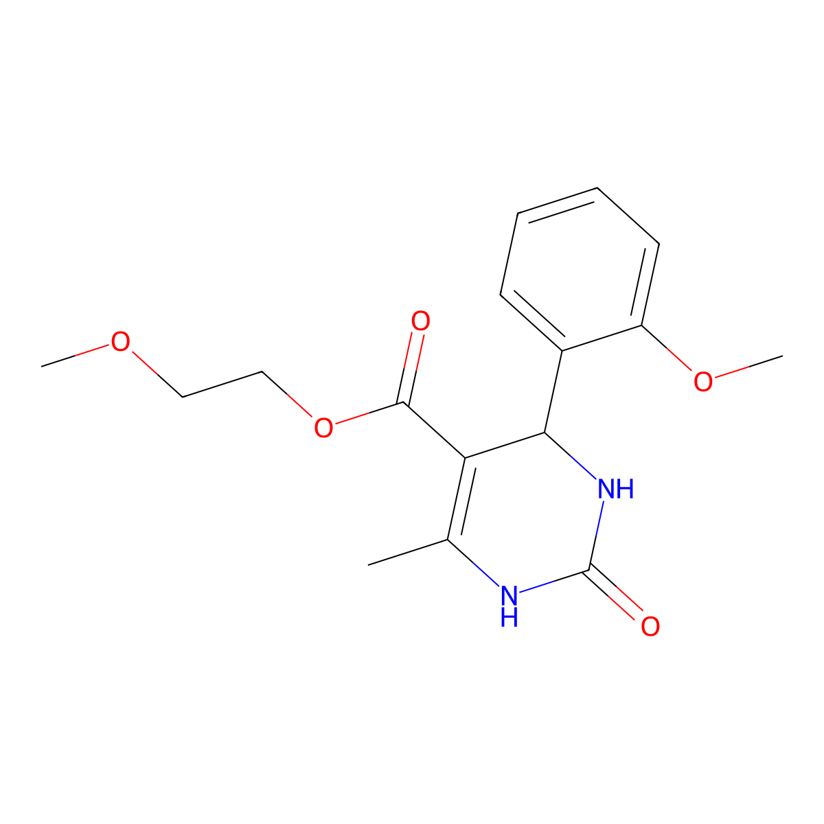 2-Methoxyethyl 4-(2-methoxyphenyl)-6-methyl-2-oxo-1,2,3,4-tetrahydropyrimidine-5-carboxylate molecular structure, CAS 312719-01-0