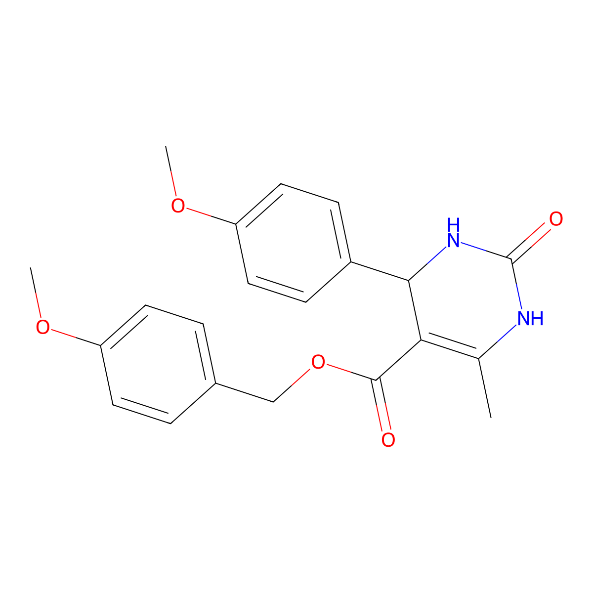 (4-methoxyphenyl)methyl 4-(4-methoxyphenyl)-6-methyl-2-oxo-3,4-dihydro-1H-pyrimidine-5-carboxylate molecular structure, CAS 312719-17-8
