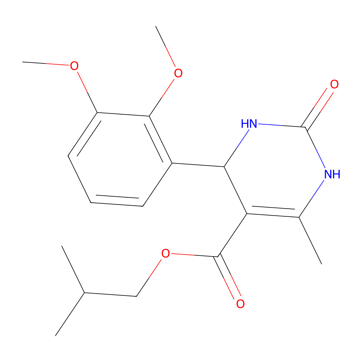2-Methylpropyl 4-(2,3-dimethoxyphenyl)-6-methyl-2-oxo-1,2,3,4-tetrahydropyrimidine-5-carboxylate molecular structure, CAS 312719-20-3