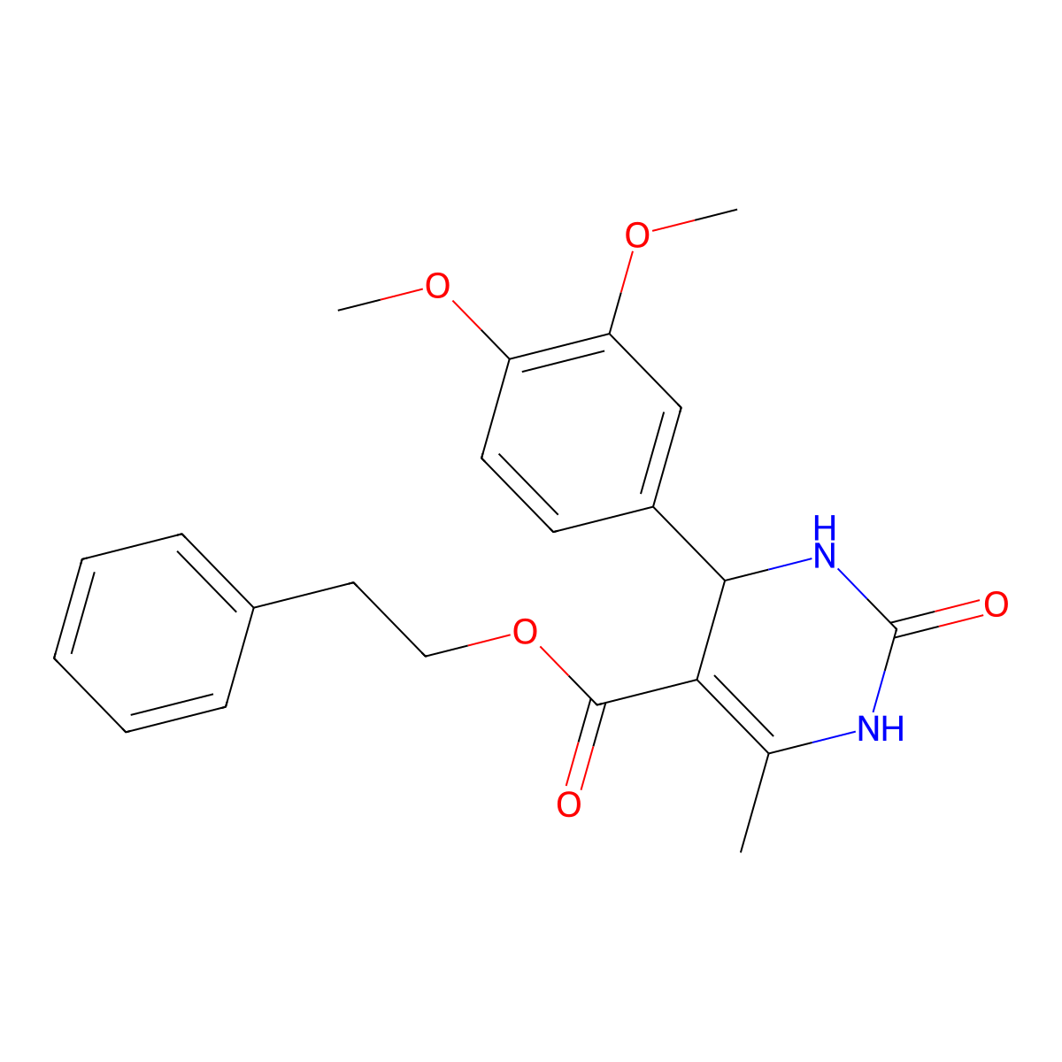 2-Phenylethyl 4-(3,4-dimethoxyphenyl)-6-methyl-2-oxo-1,2,3,4-tetrahydro-5-pyrimidinecarboxylate molecular structure, CAS 312719-27-0