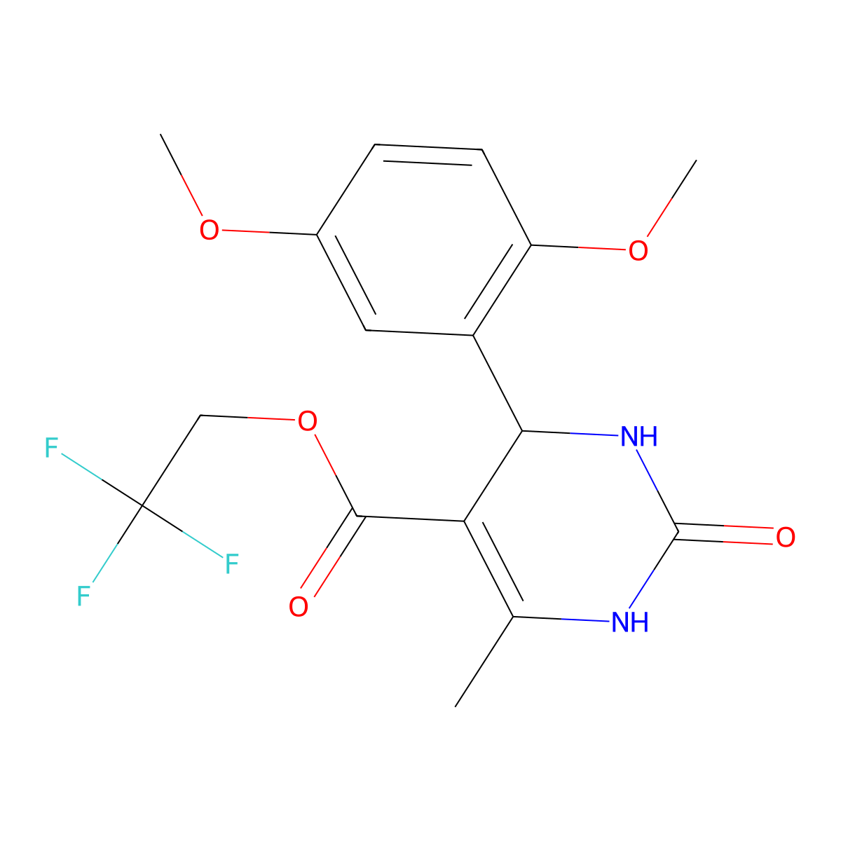 2,2,2-Trifluoroethyl 4-(2,5-dimethoxyphenyl)-6-methyl-2-oxo-1,2,3,4-tetrahydropyrimidine-5-carboxylate molecular structure, CAS 312719-31-6