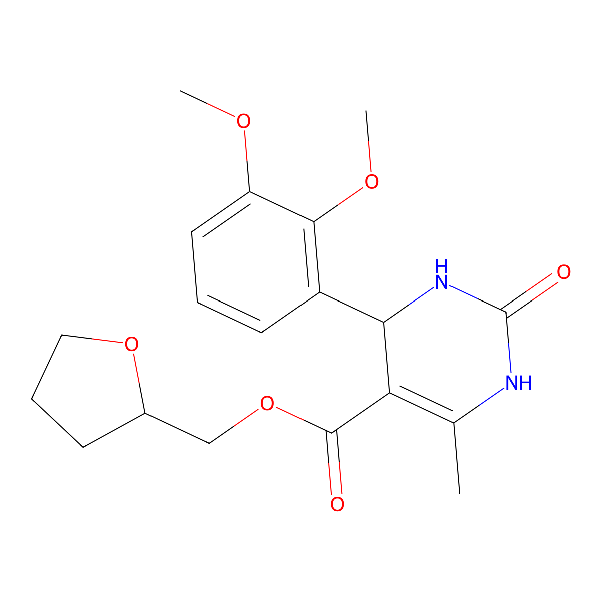 Tetrahydro-2-furanylmethyl 4-(2,3-dimethoxyphenyl)-6-methyl-2-oxo-1,2,3,4-tetrahydro-5-pyrimidinecarboxylate molecular structure, CAS 312719-33-8