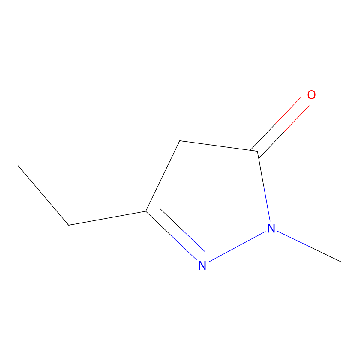 3-ethyl-1-methyl-4,5-dihydro-1H-pyrazol-5-one molecular structure, CAS 31272-03-4