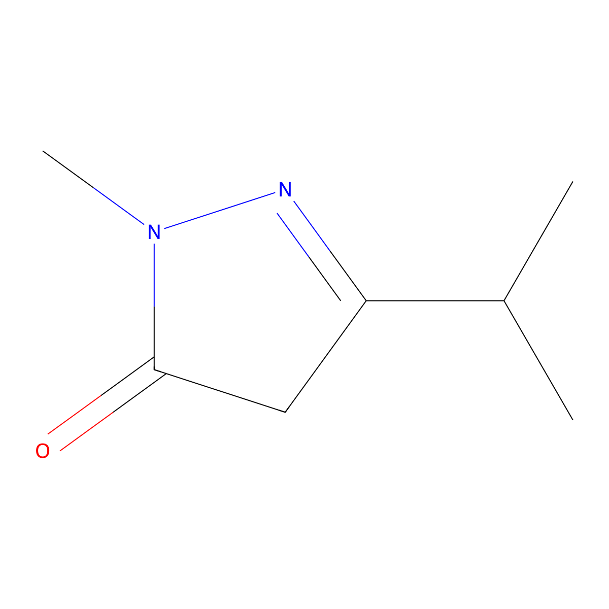 1-methyl-3-(propan-2-yl)-4,5-dihydro-1H-pyrazol-5-one molecular structure, CAS 31272-05-6