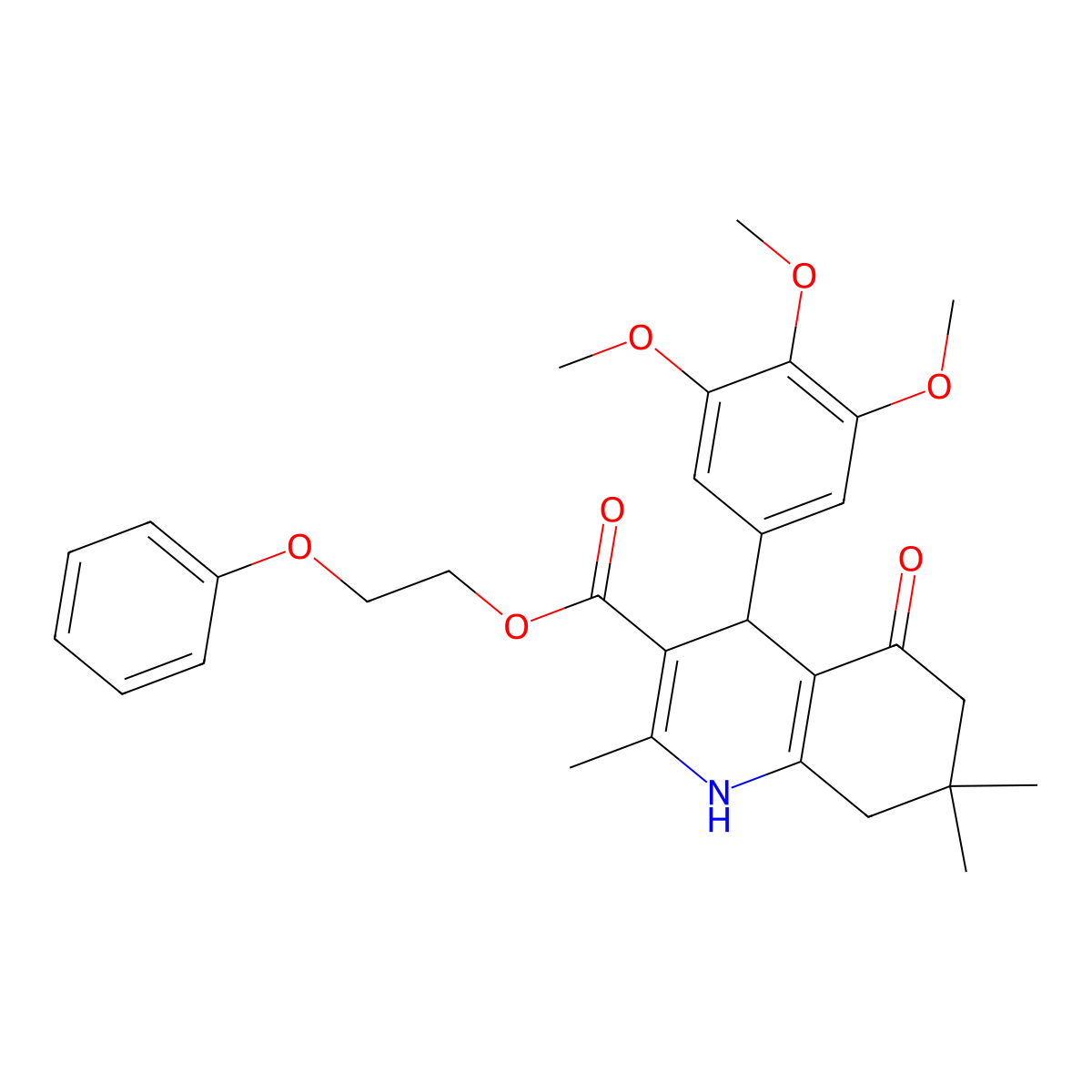 2-Phenoxyethyl 2,7,7-trimethyl-5-oxo-4-(3,4,5-trimethoxyphenyl)-1,4,5,6,7,8-hexahydroquinoline-3-carboxylate molecular structure, CAS 312723-22-1