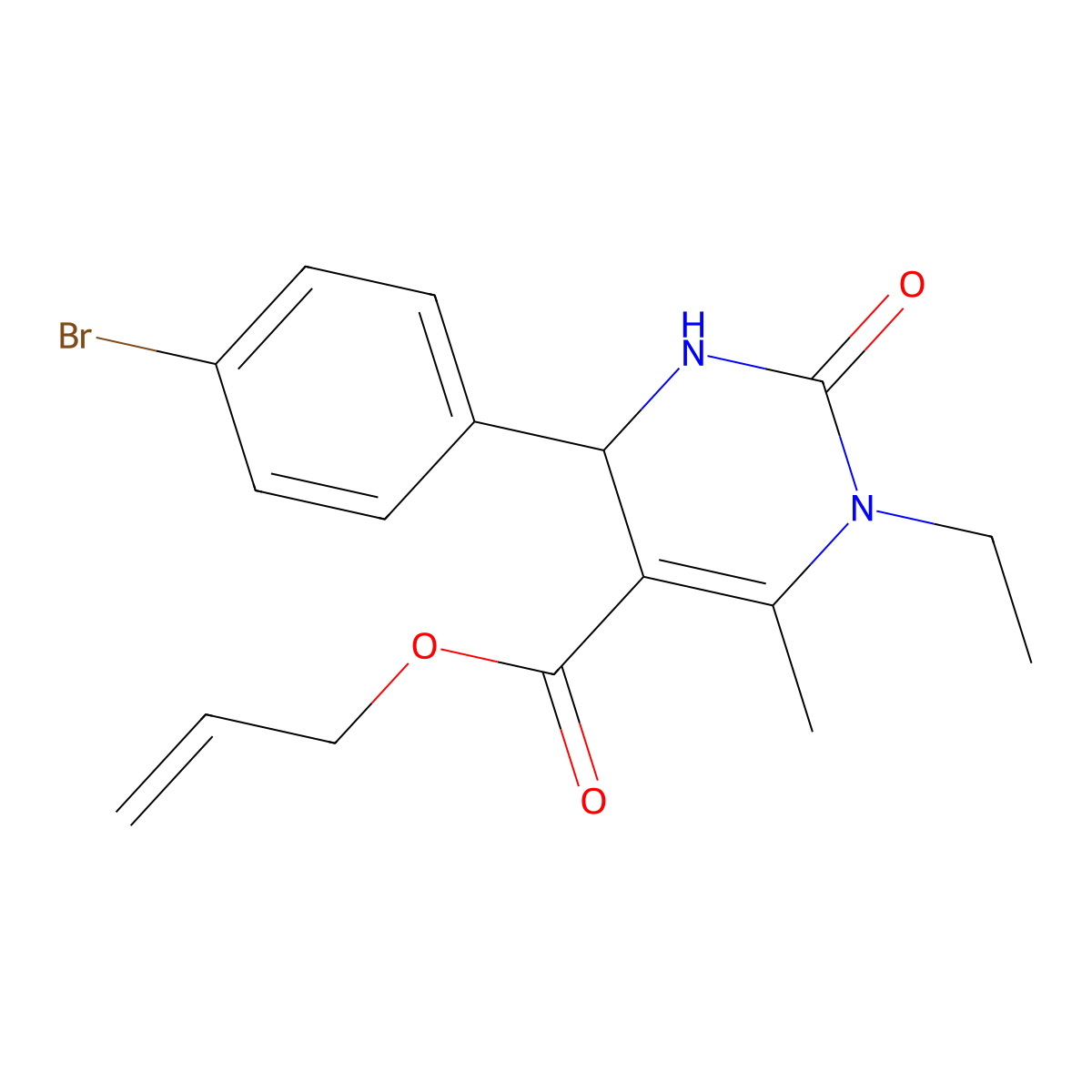 Prop-2-en-1-yl 4-(4-bromophenyl)-1-ethyl-6-methyl-2-oxo-1,2,3,4-tetrahydropyrimidine-5-carboxylate molecular structure, CAS 312723-30-1