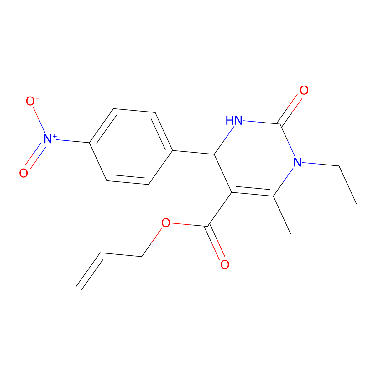 Prop-2-en-1-yl 1-ethyl-6-methyl-4-(4-nitrophenyl)-2-oxo-1,2,3,4-tetrahydropyrimidine-5-carboxylate molecular structure, CAS 312723-39-0