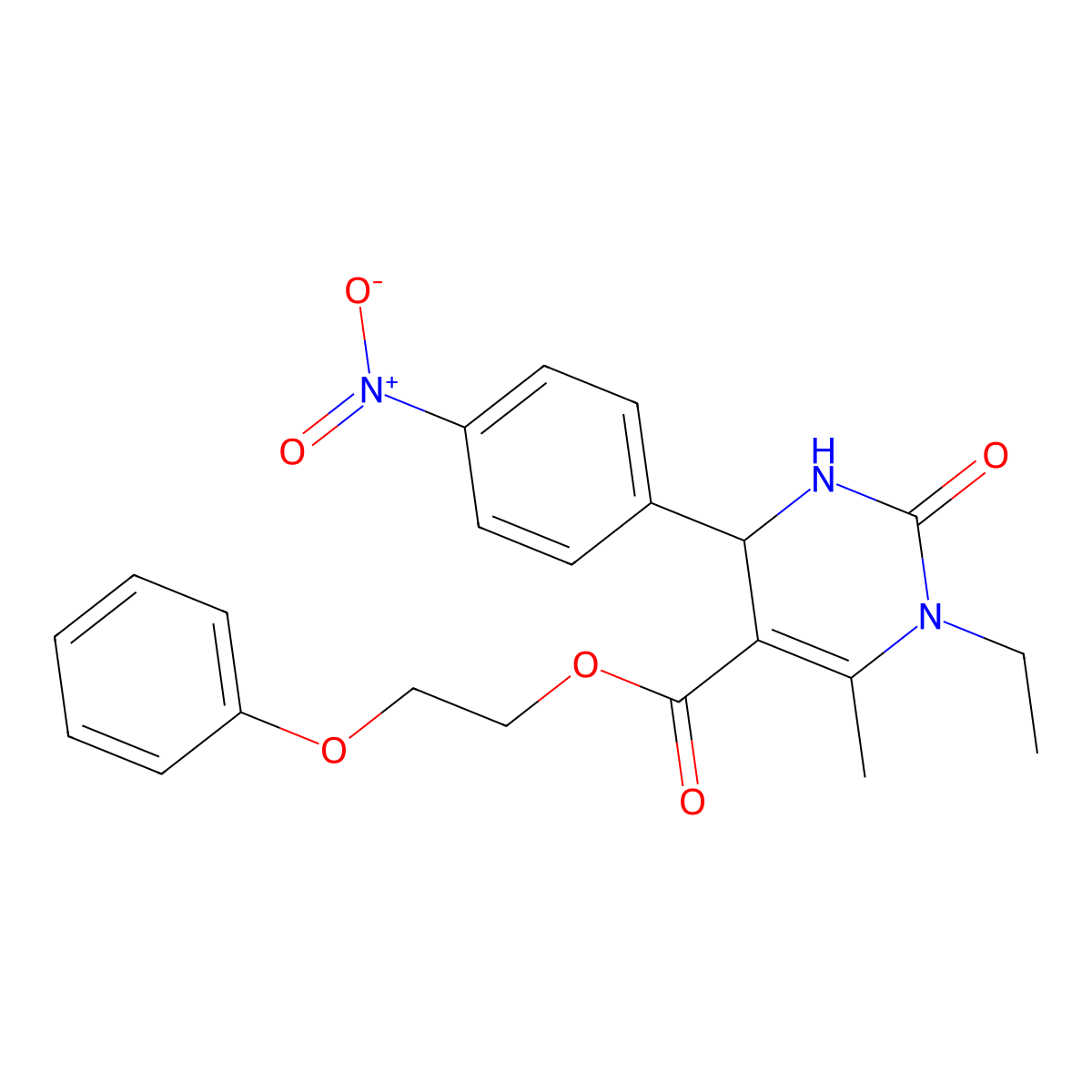 2-Phenoxyethyl 1-ethyl-6-methyl-4-(4-nitrophenyl)-2-oxo-1,2,3,4-tetrahydropyrimidine-5-carboxylate molecular structure, CAS 312723-46-9