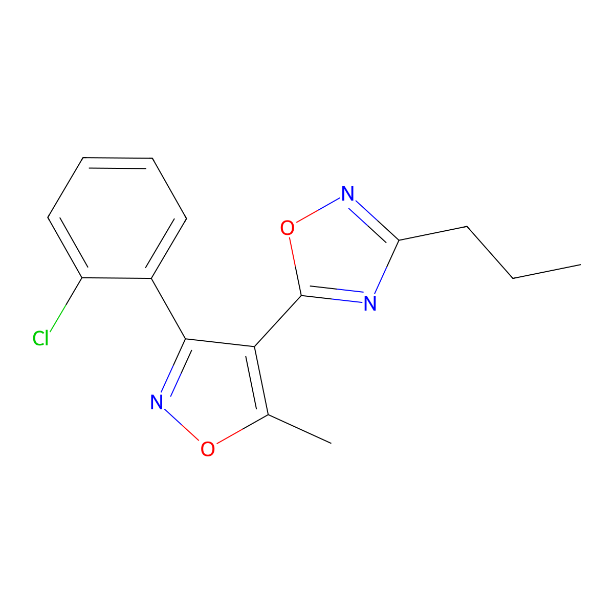 5-[3-(2-Chlorophenyl)-5-methyl-1,2-oxazol-4-yl]-3-propyl-1,2,4-oxadiazole molecular structure, CAS 312727-04-1