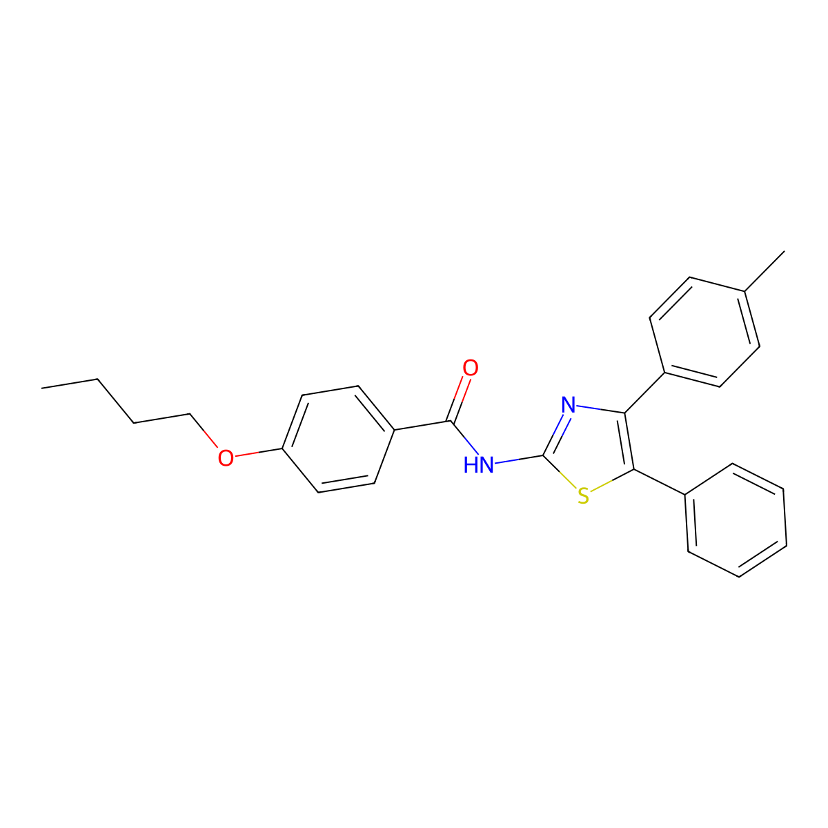 4-butoxy-N-[4-(4-methylphenyl)-5-phenyl-1,3-thiazol-2-yl]benzamide molecular structure, CAS 312727-49-4