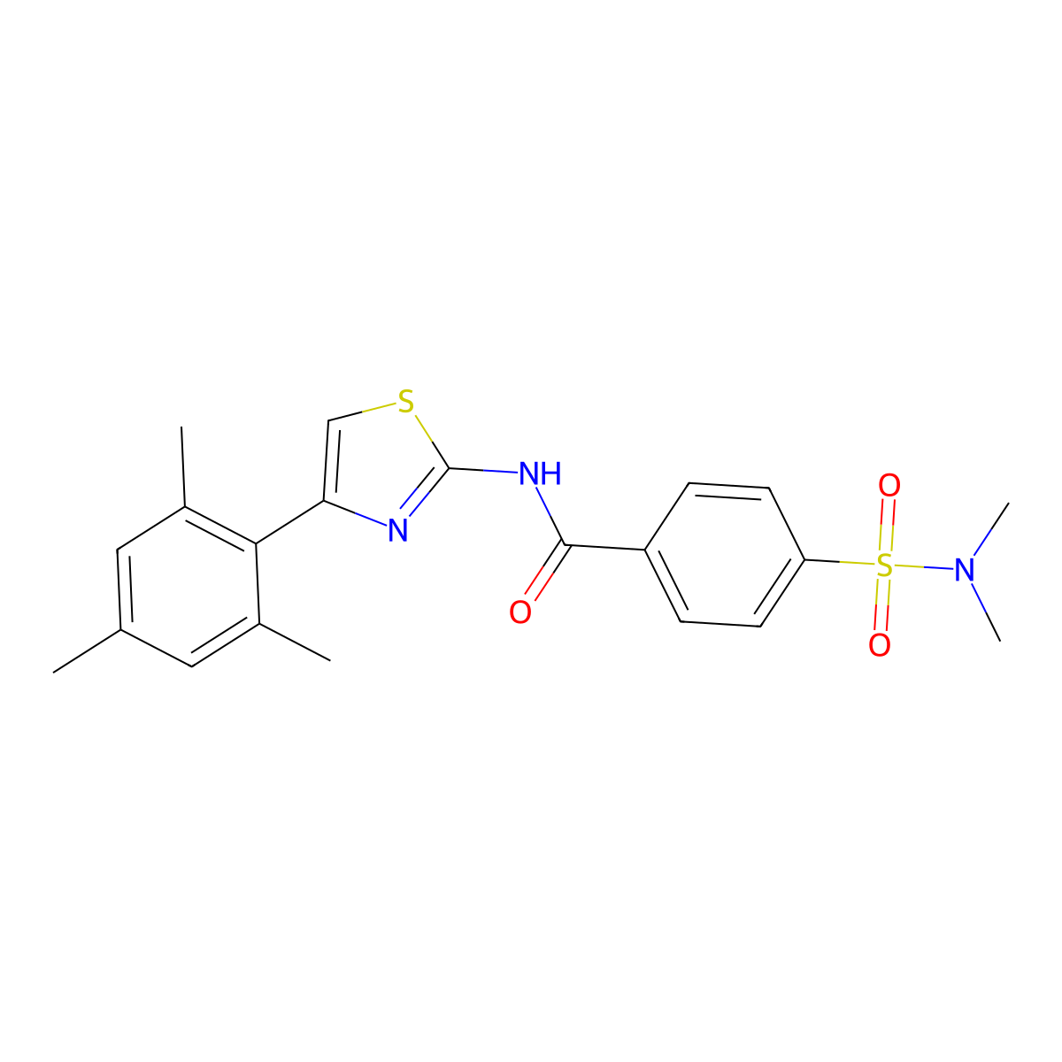 4-(dimethylsulfamoyl)-N-[4-(2,4,6-trimethylphenyl)-1,3-thiazol-2-yl]benzamide molecular structure, CAS 312727-58-5