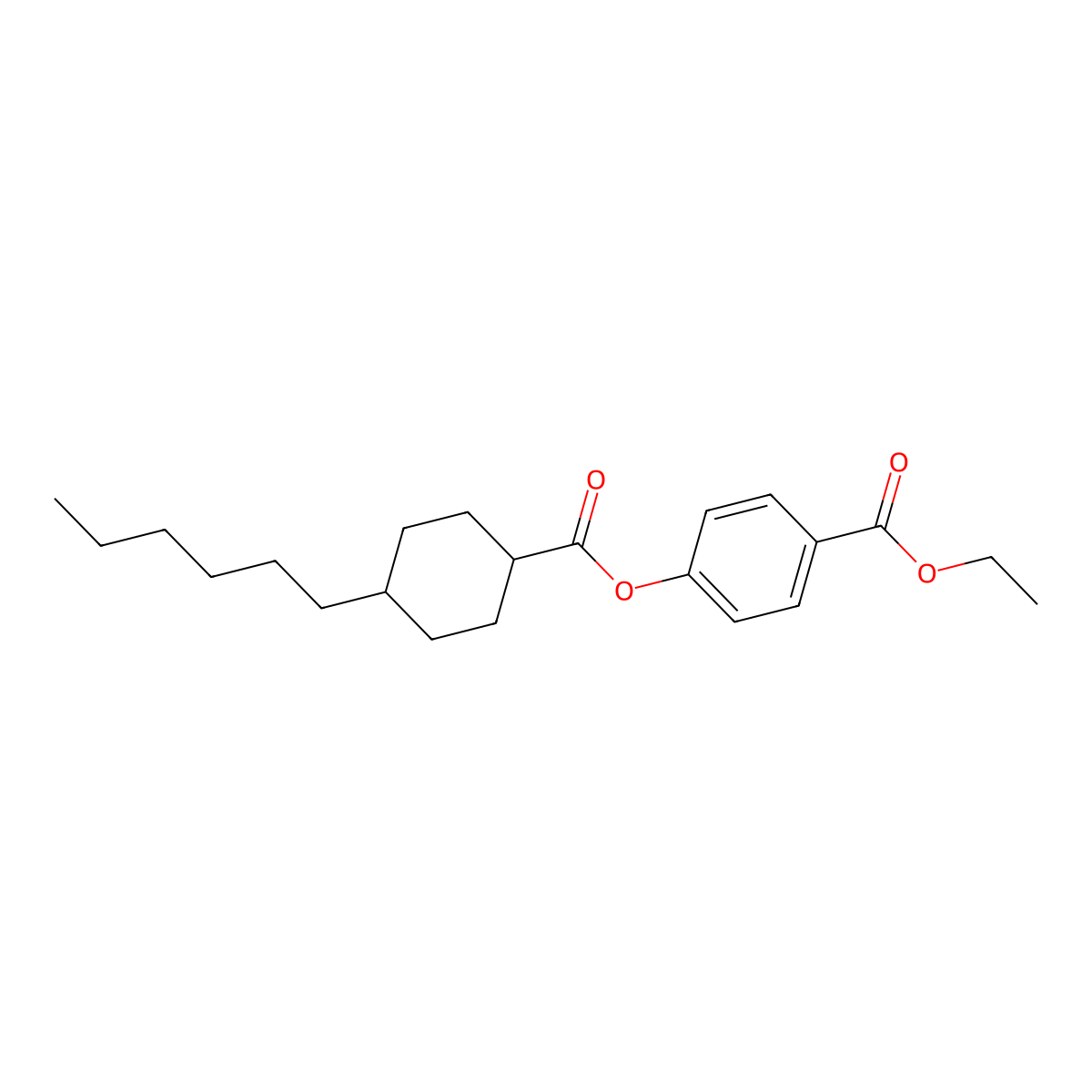 Ethyl 4-(4-hexylcyclohexanecarbonyl)oxybenzoate molecular structure, CAS 312733-74-7