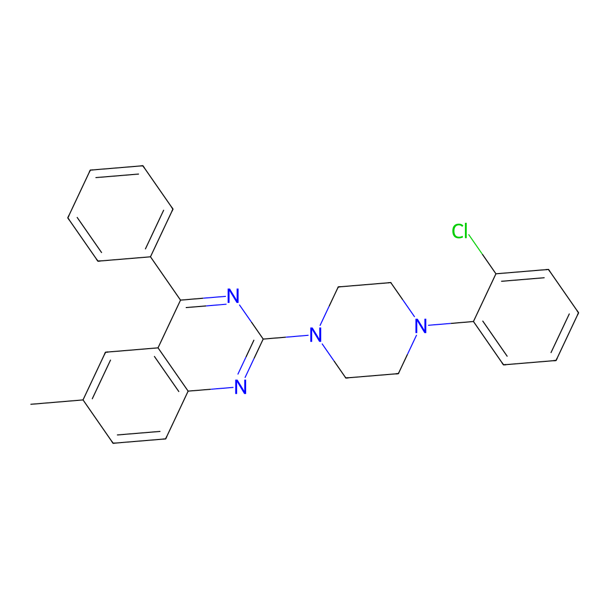 2-[4-(2-Chlorophenyl)piperazin-1-yl]-6-methyl-4-phenylquinazoline molecular structure, CAS 312734-05-7