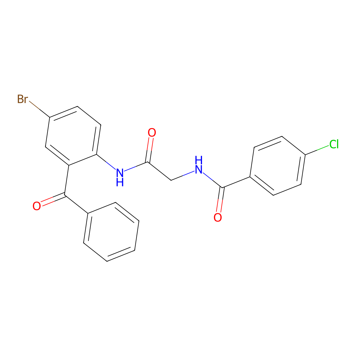N-[(2-Benzoyl-4-bromo-phenylcarbamoyl)-methyl]-4-chloro-benzamide molecular structure, CAS 312734-26-2