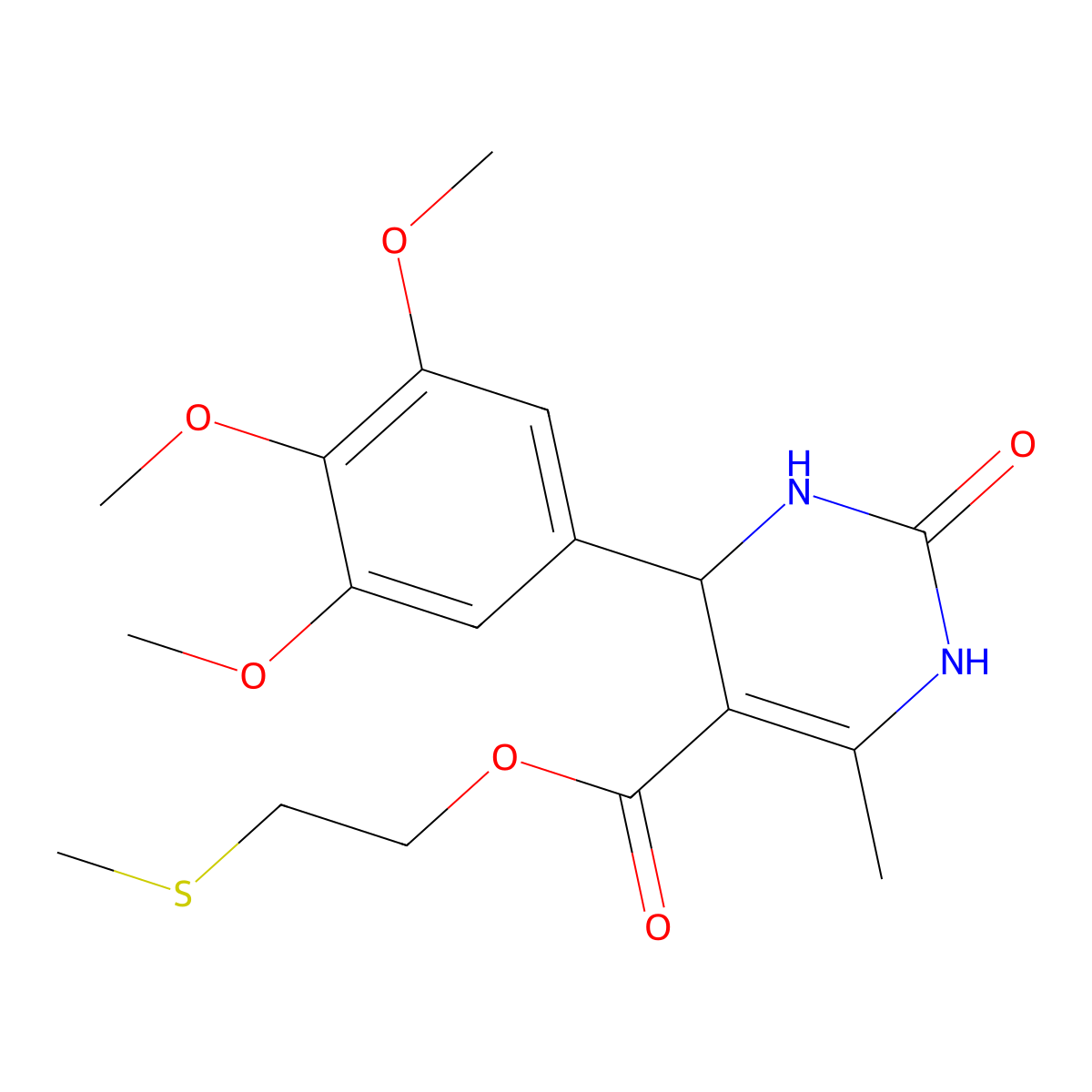 2-(Methylsulfanyl)ethyl 6-methyl-2-oxo-4-(3,4,5-trimethoxyphenyl)-1,2,3,4-tetrahydropyrimidine-5-carboxylate molecular structure, CAS 312734-76-2