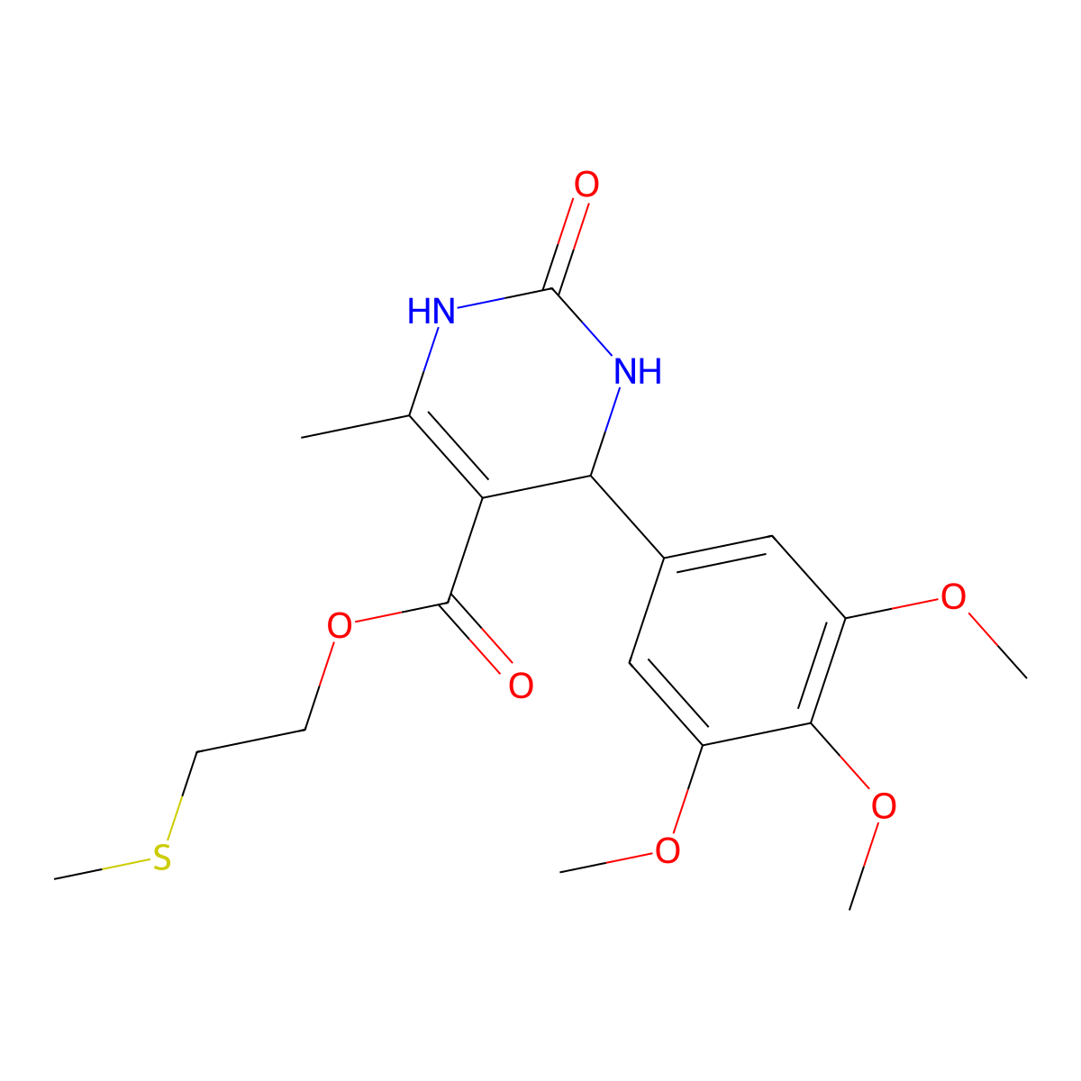 2-(Methylsulfanyl)ethyl 6-methyl-2-oxo-4-(3,4,5-trimethoxyphenyl)-1,2,3,4-tetrahydropyrimidine-5-carboxylate molecular structure, CAS 312734-76-2
