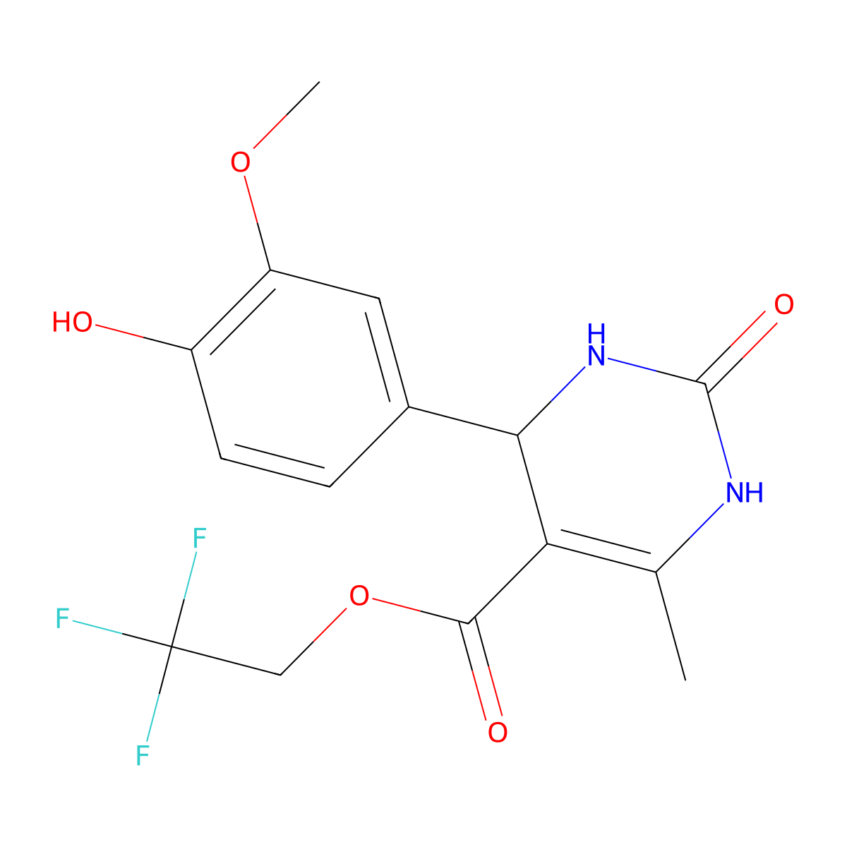 2,2,2-Trifluoroethyl 4-(4-hydroxy-3-methoxyphenyl)-6-methyl-2-oxo-1,2,3,4-tetrahydropyrimidine-5-carboxylate molecular structure, CAS 312734-82-0