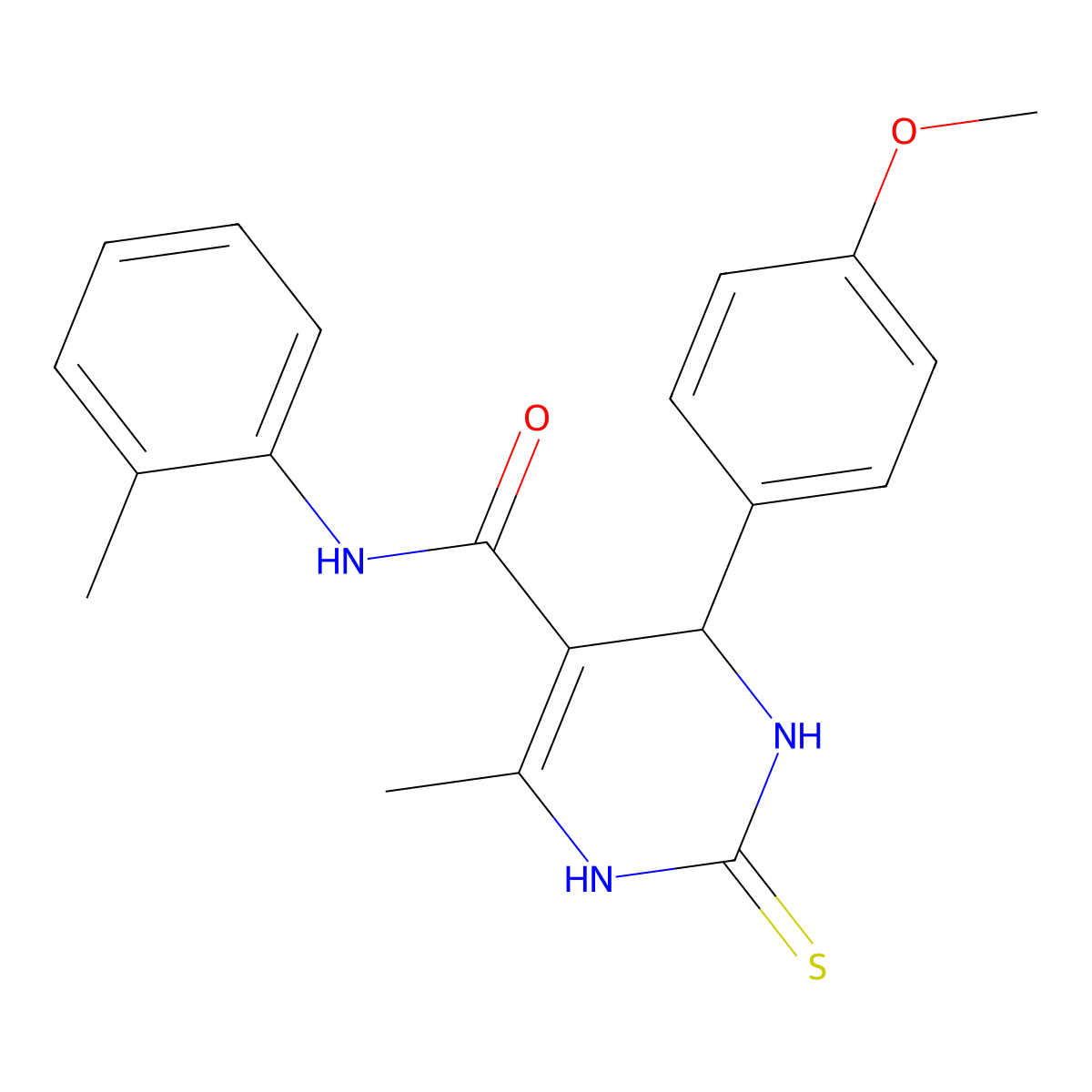 4-(4-methoxyphenyl)-6-methyl-2-thioxo-N-(o-tolyl)-1,2,3,4-tetrahydropyrimidine-5-carboxamide molecular structure, CAS 312735-04-9