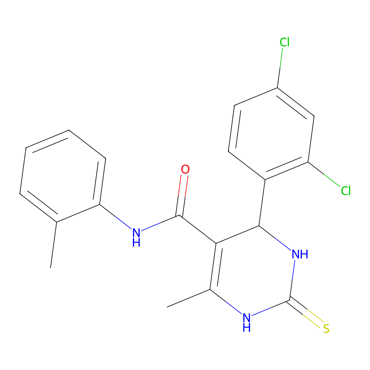 4-(2,4-dichlorophenyl)-6-methyl-2-thioxo-N-(o-tolyl)-1,2,3,4-tetrahydropyrimidine-5-carboxamide molecular structure, CAS 312735-05-0