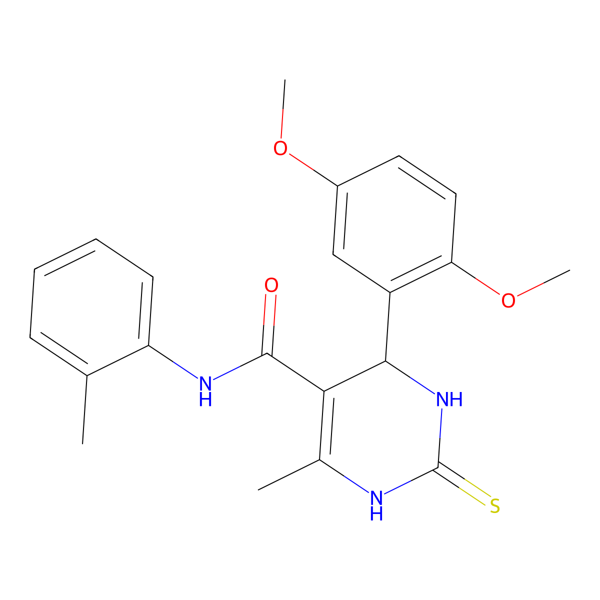 4-(2,5-dimethoxyphenyl)-6-methyl-N-(2-methylphenyl)-2-sulfanylidene-3,4-dihydro-1H-pyrimidine-5-carboxamide molecular structure, CAS 312735-06-1