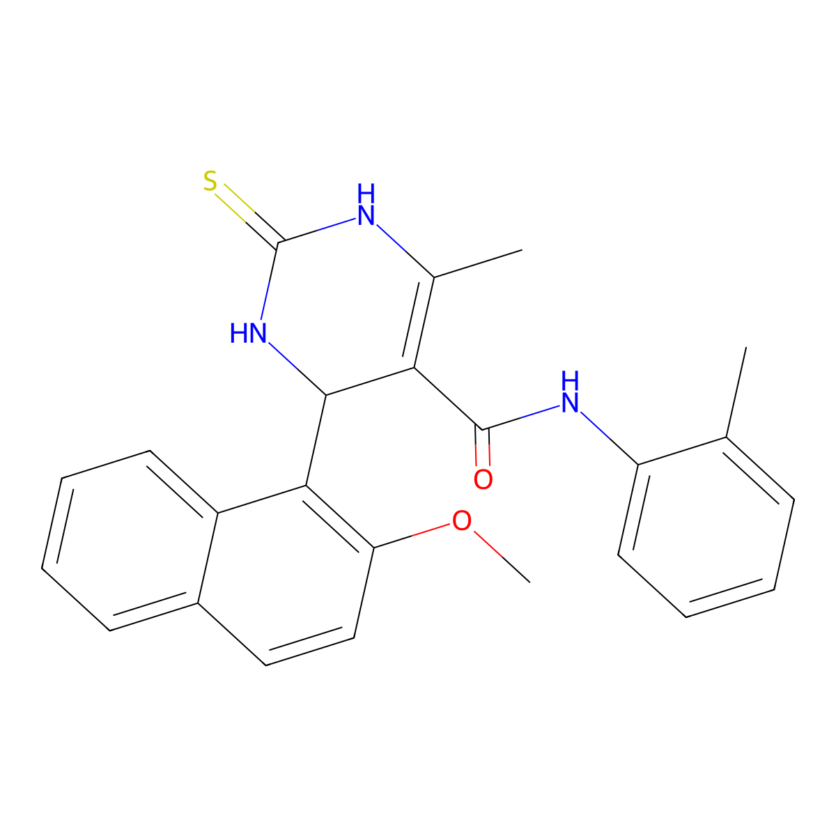 4-(2-methoxynaphthalen-1-yl)-6-methyl-N-(2-methylphenyl)-2-sulfanylidene-3,4-dihydro-1H-pyrimidine-5-carboxamide molecular structure, CAS 312735-08-3