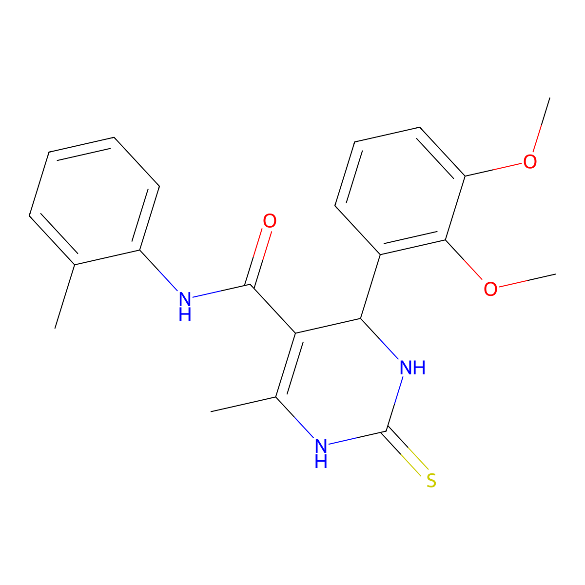 4-(2,3-dimethoxyphenyl)-6-methyl-2-thioxo-N-(o-tolyl)-1,2,3,4-tetrahydropyrimidine-5-carboxamide molecular structure, CAS 312735-11-8